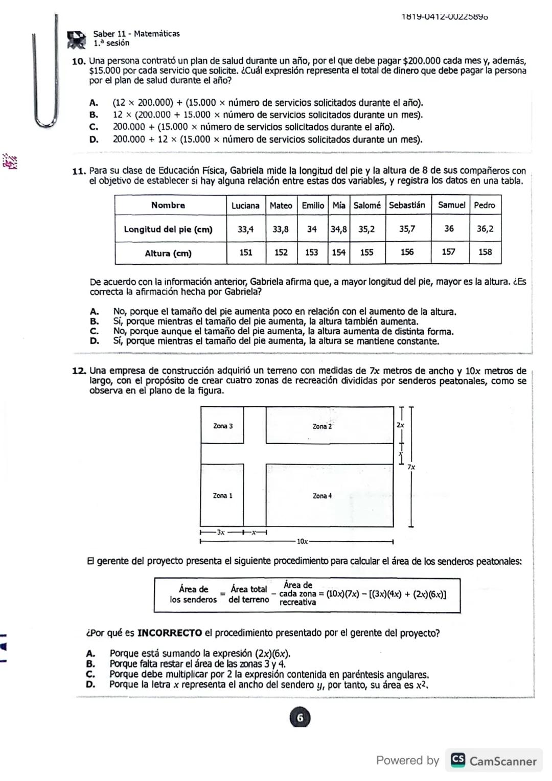 1819-0212-00225898
U
icfesos 11**
MATEMÁTICAS
*****
1. La figura muestra el triángulo rectángulo EFG.
¿Cuál segmento representa la hipotenus