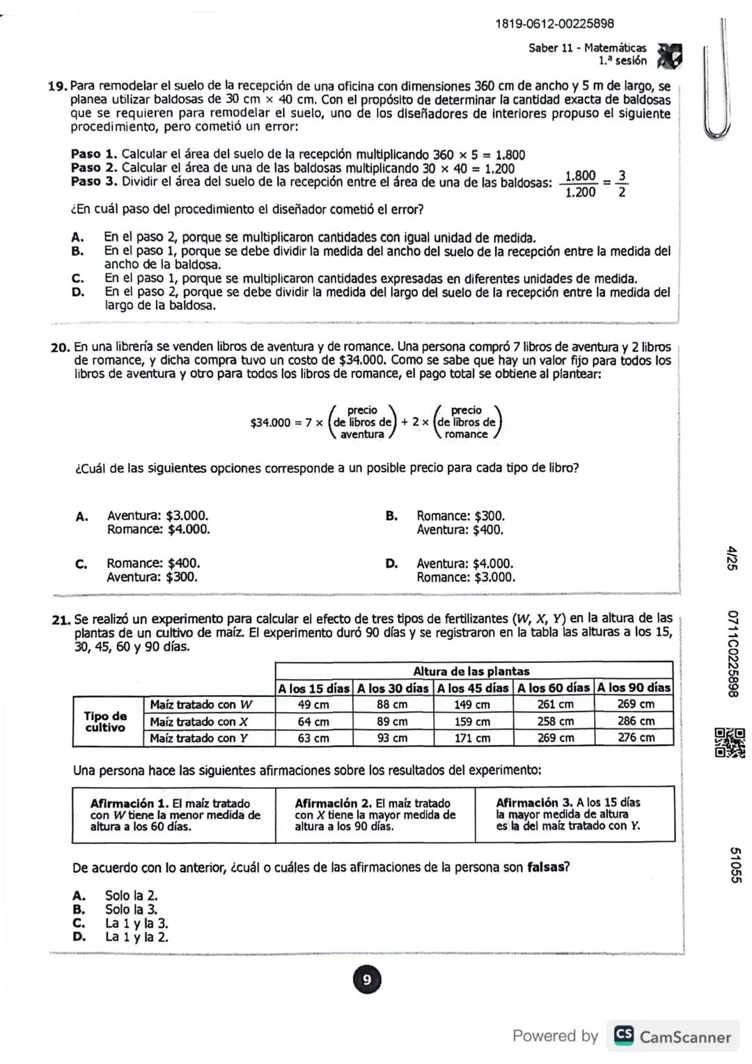 1819-0212-00225898
U
icfesos 11**
MATEMÁTICAS
*****
1. La figura muestra el triángulo rectángulo EFG.
¿Cuál segmento representa la hipotenus