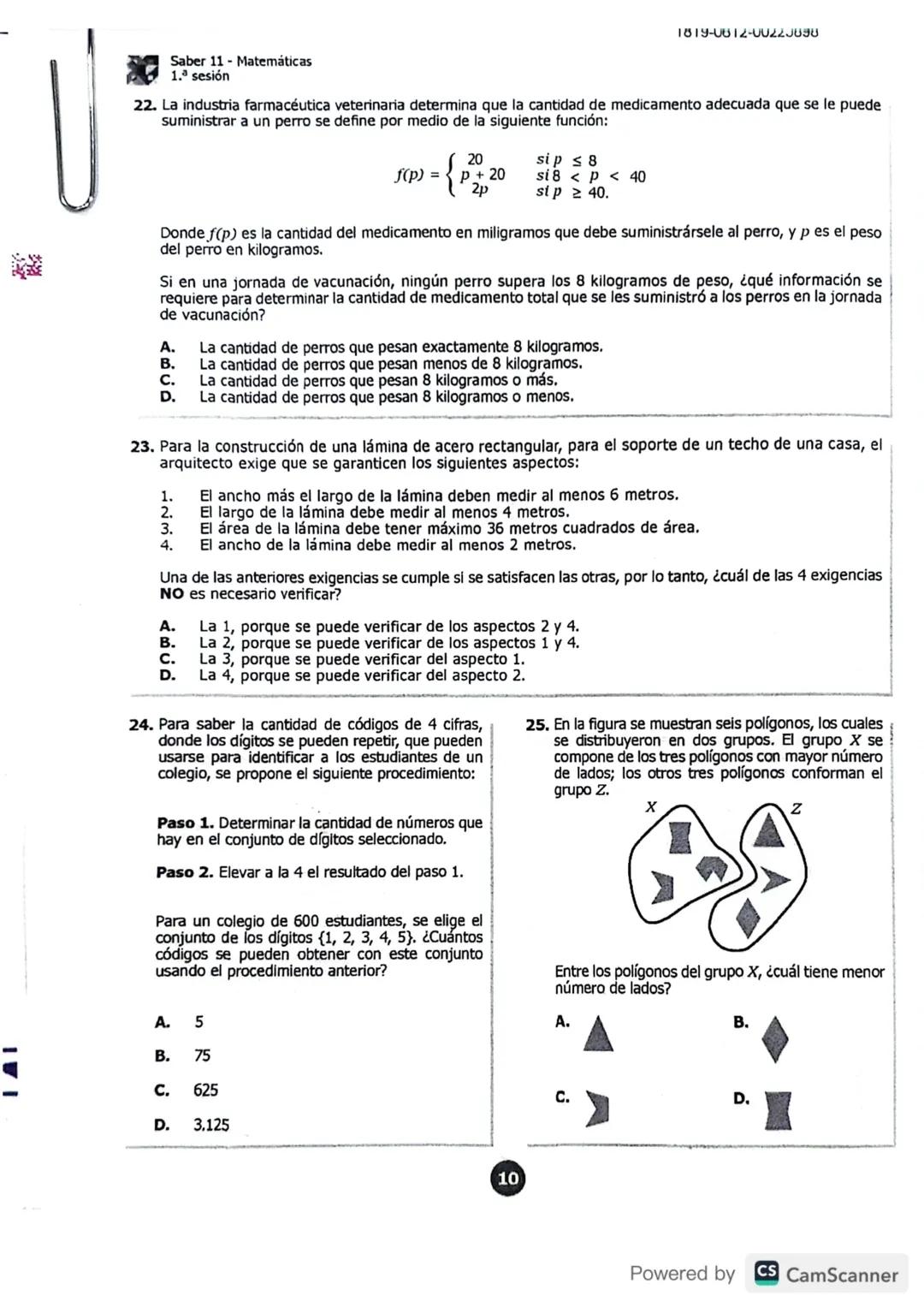1819-0212-00225898
U
icfesos 11**
MATEMÁTICAS
*****
1. La figura muestra el triángulo rectángulo EFG.
¿Cuál segmento representa la hipotenus