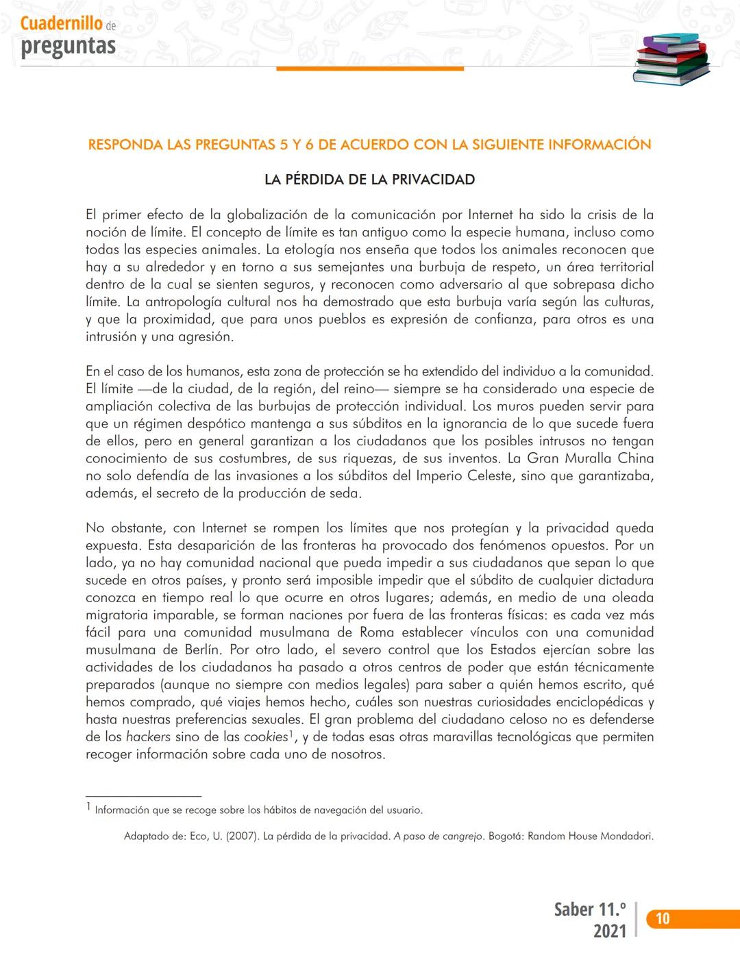 Pruebas Saber 11°
る
2
M
1D
2
1
Prueba P
Lectura Crítica
Cuadernillo de preguntas
Saber 11.°
2
Icfes ## Presidente de la República
Iván Duqu