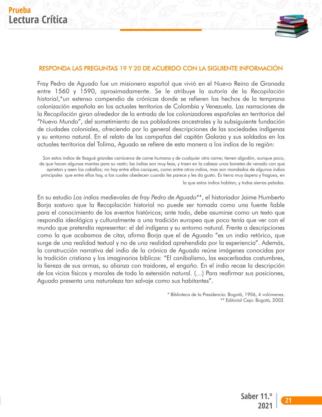 Pruebas Saber 11°
る
2
M
1D
2
1
Prueba P
Lectura Crítica
Cuadernillo de preguntas
Saber 11.°
2
Icfes ## Presidente de la República
Iván Duqu