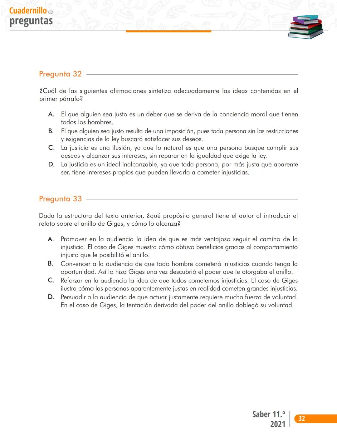 Pruebas Saber 11°
る
2
M
1D
2
1
Prueba P
Lectura Crítica
Cuadernillo de preguntas
Saber 11.°
2
Icfes ## Presidente de la República
Iván Duqu