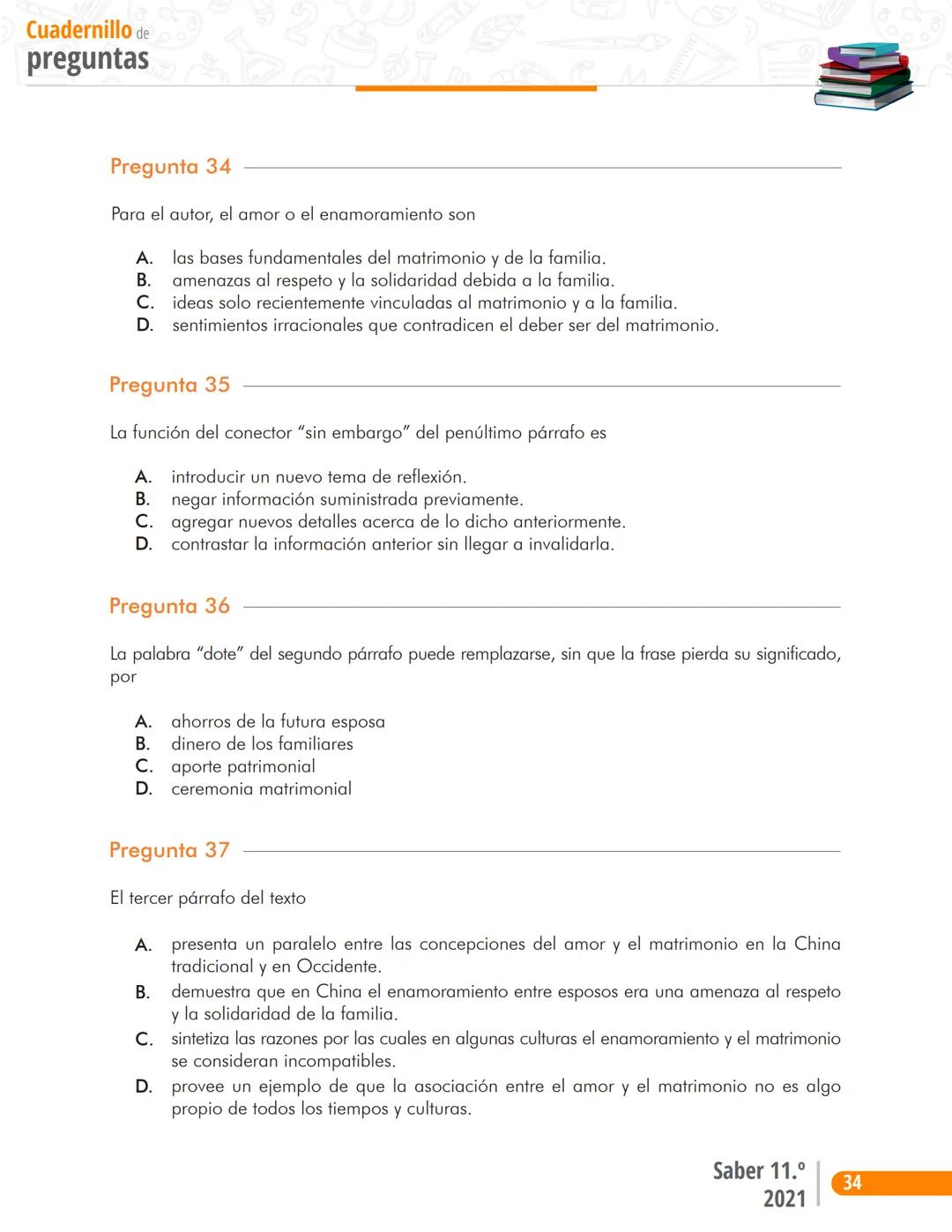 Pruebas Saber 11°
る
2
M
1D
2
1
Prueba P
Lectura Crítica
Cuadernillo de preguntas
Saber 11.°
2
Icfes ## Presidente de la República
Iván Duqu