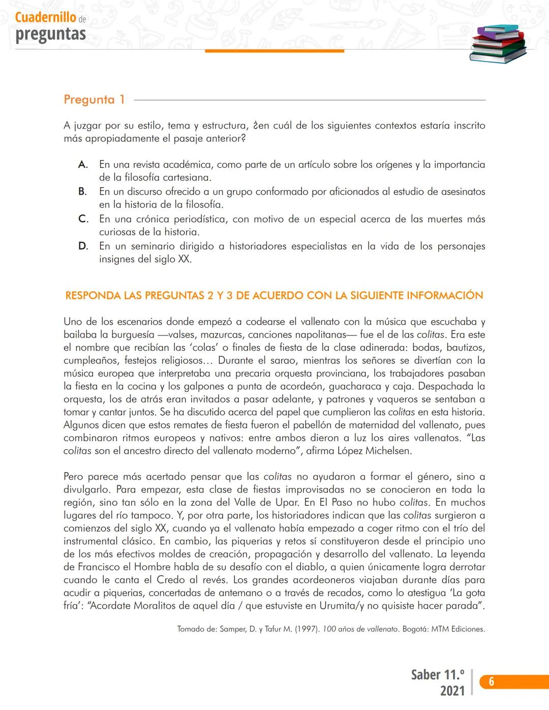 Pruebas Saber 11°
る
2
M
1D
2
1
Prueba P
Lectura Crítica
Cuadernillo de preguntas
Saber 11.°
2
Icfes ## Presidente de la República
Iván Duqu