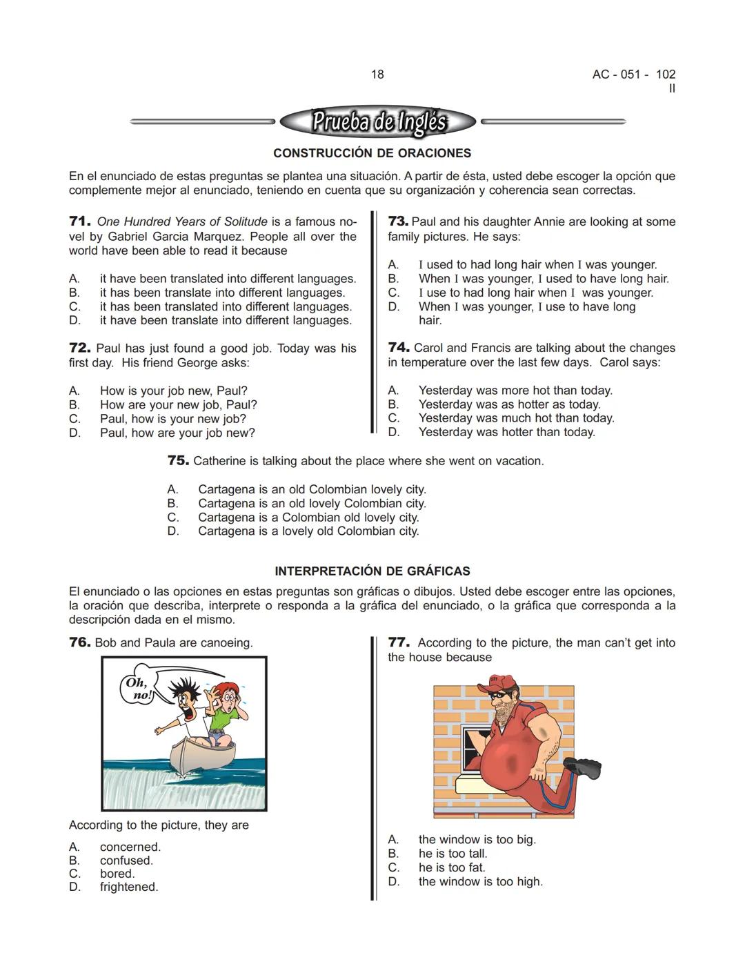 Prueba Saber Inglés Nivel 1 – Comprensión y Uso del Idioma