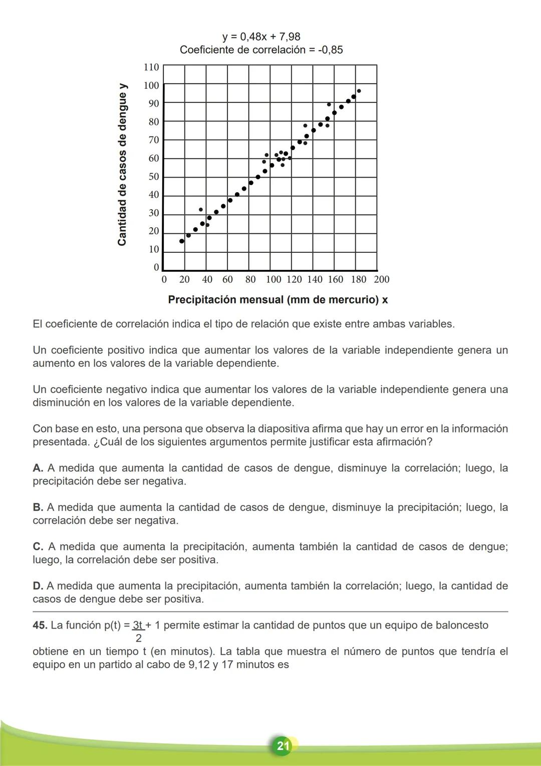 MATEMÁTICAS
26. En la tabla se registran los materiales necesarios para la construcción de un muro, y en la
gráfica el costo total acumulado