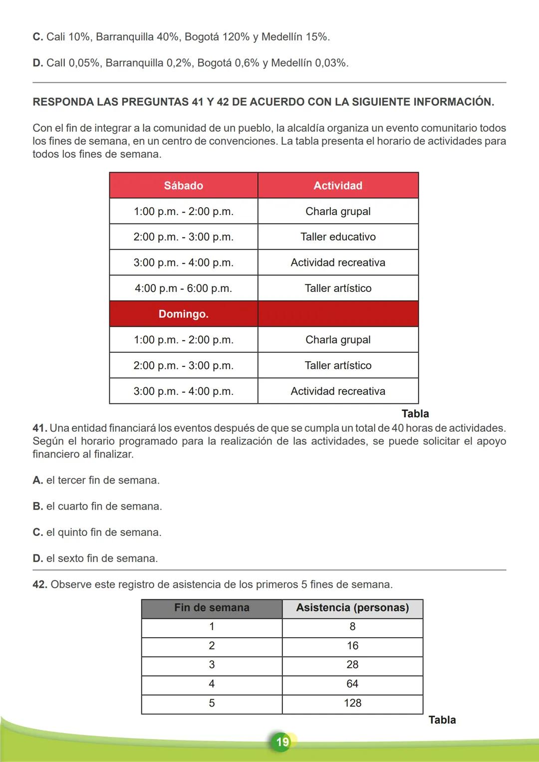 MATEMÁTICAS
26. En la tabla se registran los materiales necesarios para la construcción de un muro, y en la
gráfica el costo total acumulado