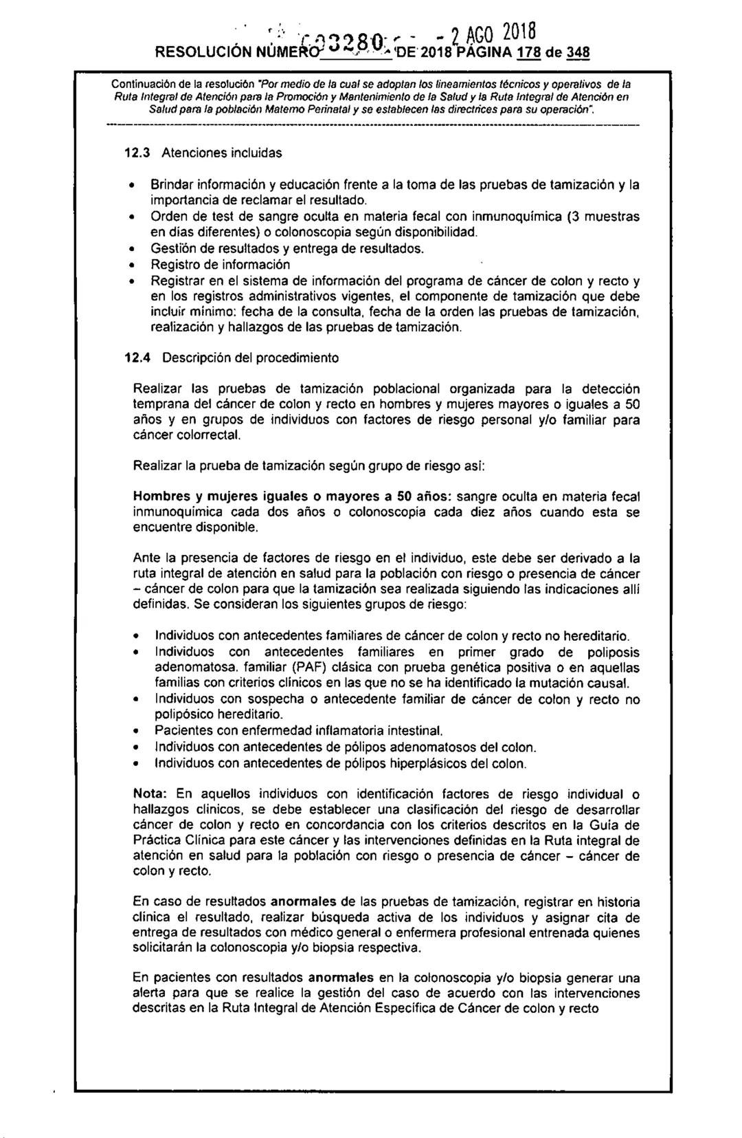 REPÚBLICA DE COLOMBIA
MINISTERIO DE SALUD Y PROTECCIÓN SOCIAL
RESOLUCIÓN NÚMER603280 DE 2018
2 AGO 2018
Por medio de la cual se adoptan los
