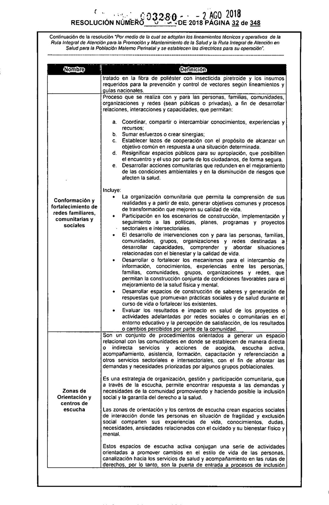 REPÚBLICA DE COLOMBIA
MINISTERIO DE SALUD Y PROTECCIÓN SOCIAL
RESOLUCIÓN NÚMER603280 DE 2018
2 AGO 2018
Por medio de la cual se adoptan los
