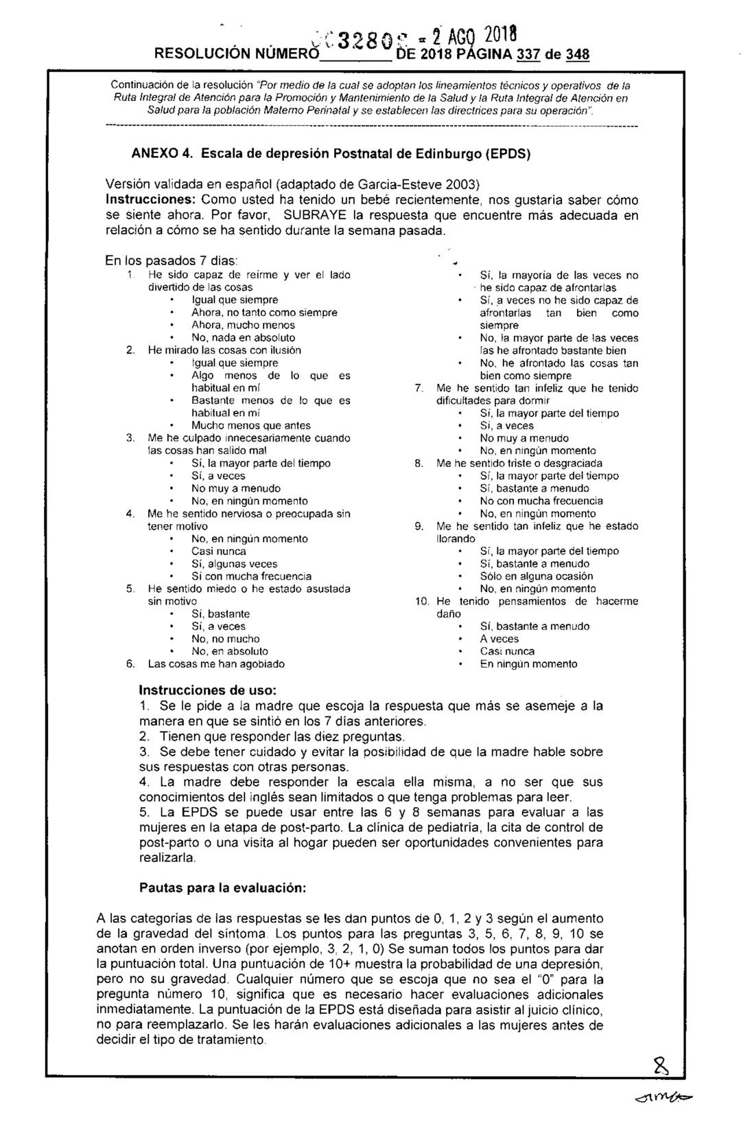 REPÚBLICA DE COLOMBIA
MINISTERIO DE SALUD Y PROTECCIÓN SOCIAL
RESOLUCIÓN NÚMER603280 DE 2018
2 AGO 2018
Por medio de la cual se adoptan los