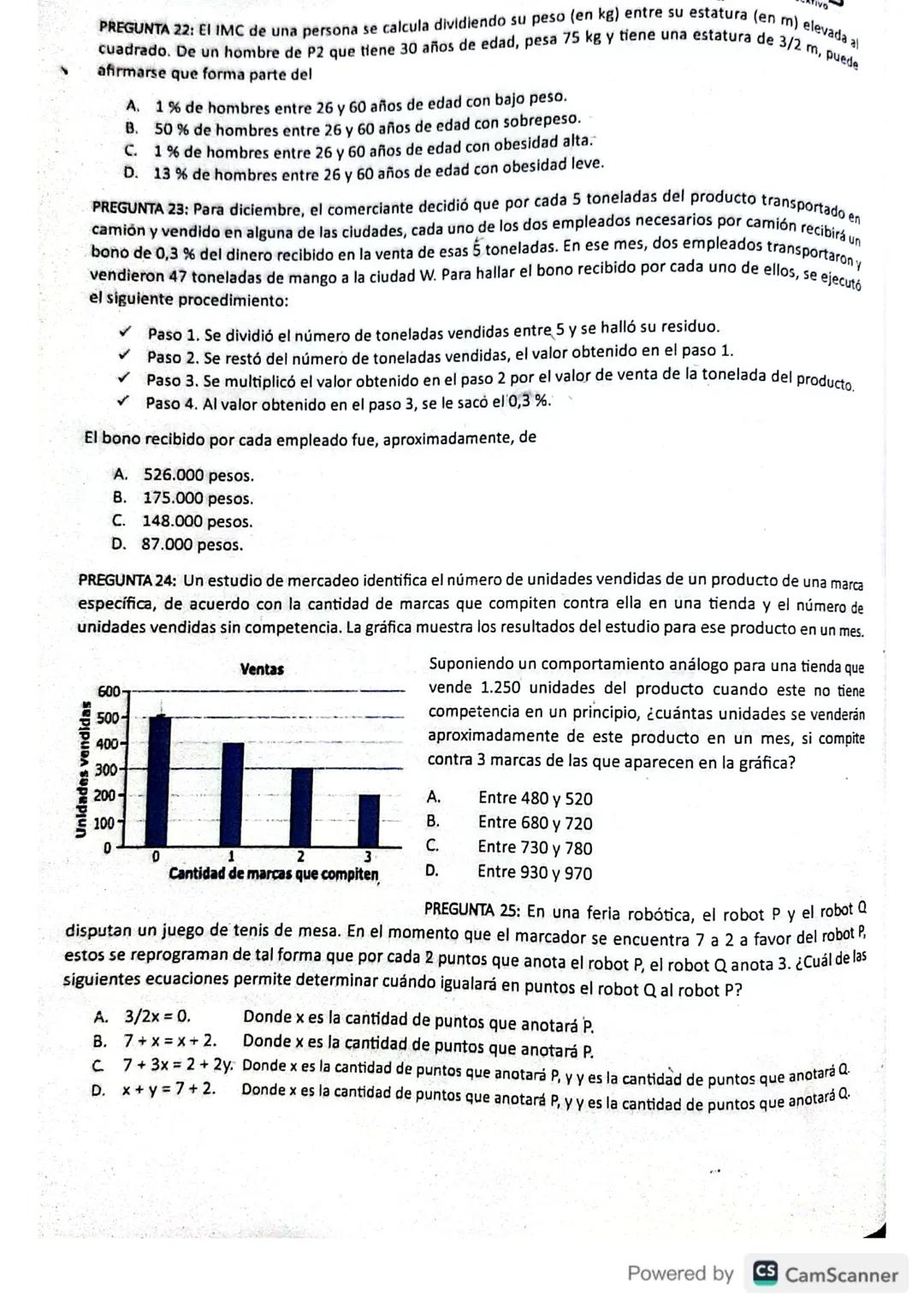 ## MATEMÁTICAS
## 15 PREGUNTAS
PREGUNTA 16: Una persona que vive en Colombia tiene inversiones en dólares en Estados Unidos, y sabe que la
