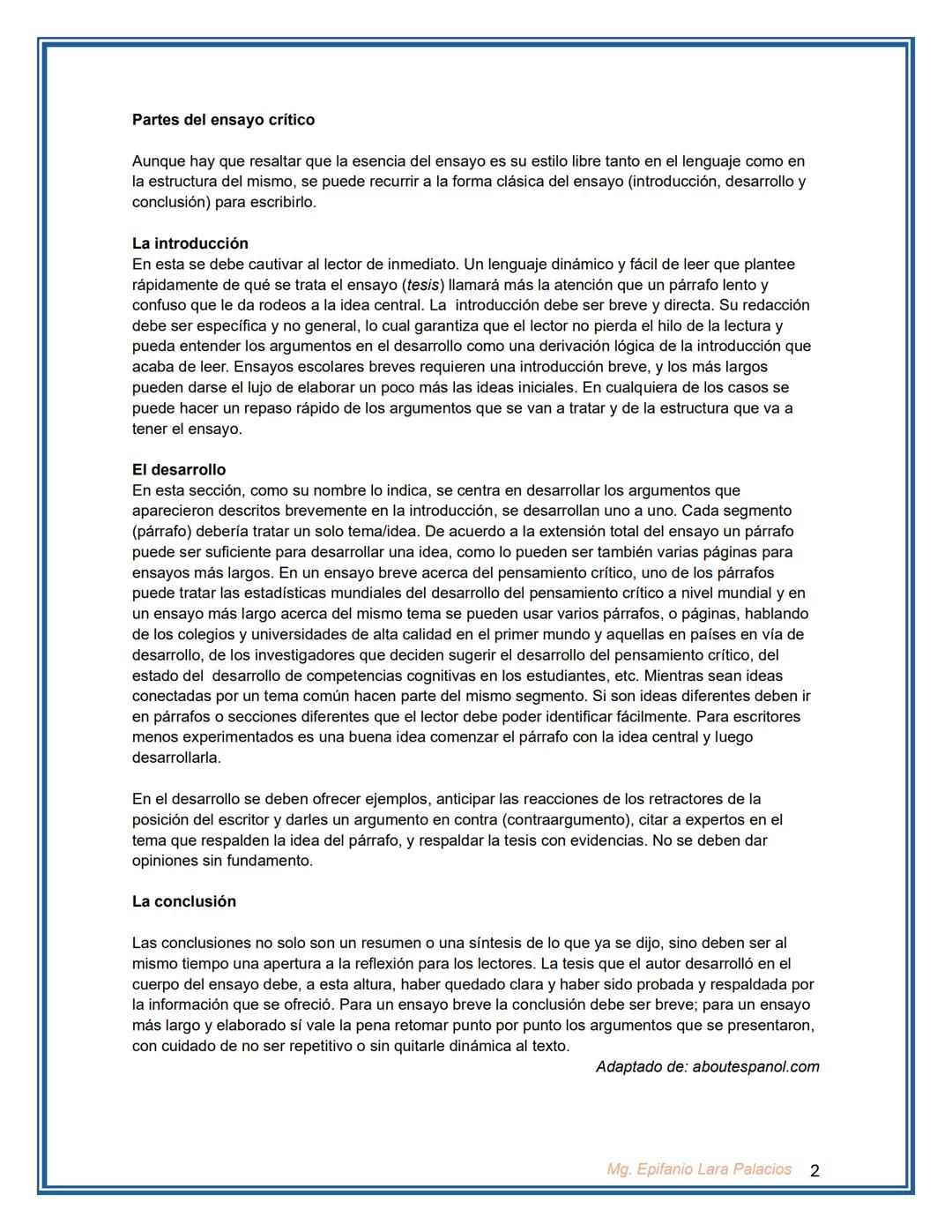 INSTITUCION EDUCATIVA MUNICIPAL JOSE DE LOS SANTOS
PAGINA:
CODIGO:
ZUNIGA
Sede: Principal
VERSION 1
Ensayo Crítico argumentativo
Fecha elabo