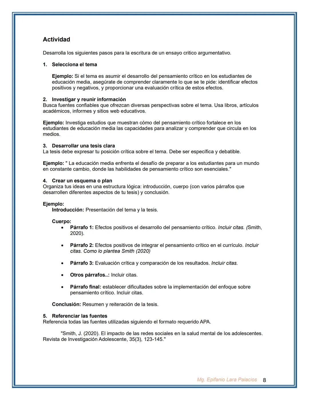 INSTITUCION EDUCATIVA MUNICIPAL JOSE DE LOS SANTOS
PAGINA:
CODIGO:
ZUNIGA
Sede: Principal
VERSION 1
Ensayo Crítico argumentativo
Fecha elabo