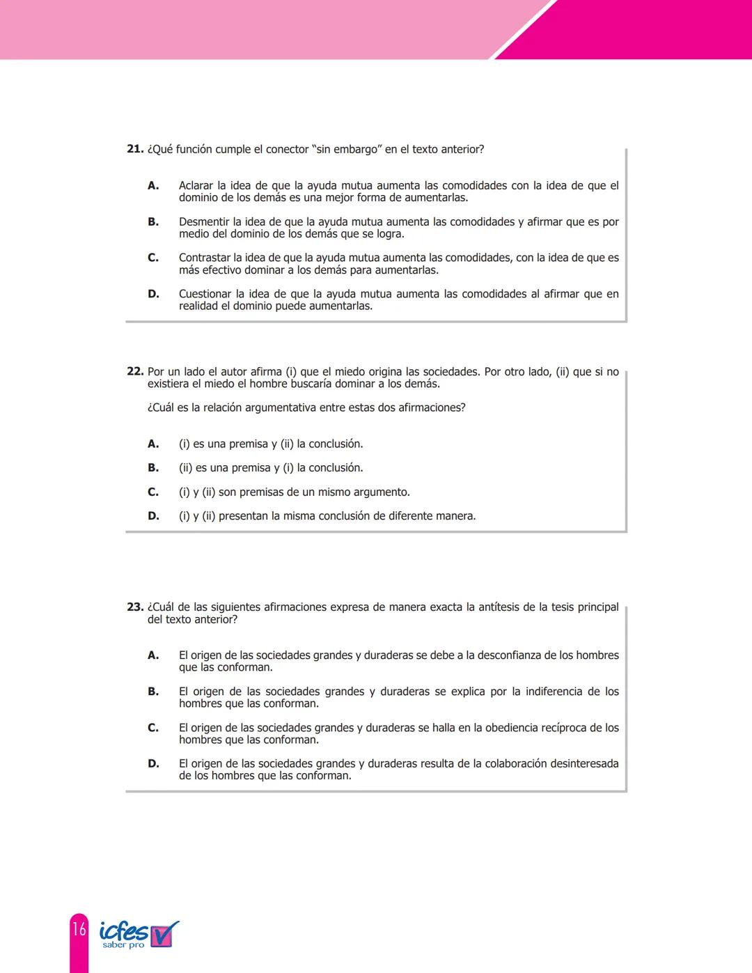 icfes
saber pro
CUADERNILLO DE PREGUNTAS
Módulo de lectura crítica
Saber Pro
GOBIERNO
DE COLOMBIA
MINEDUCACIÓN icfes
mejor saber Presidente