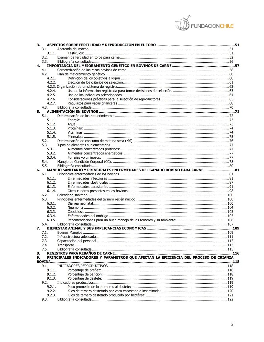 # FUNDACIONCHILE
MANUAL DE PRODUCCIÓN BOVINA
Dirigido a profesionales y técnicos
Agosto de 2008 FUNDACIONCHILE
INDICE
Introducción...
1.