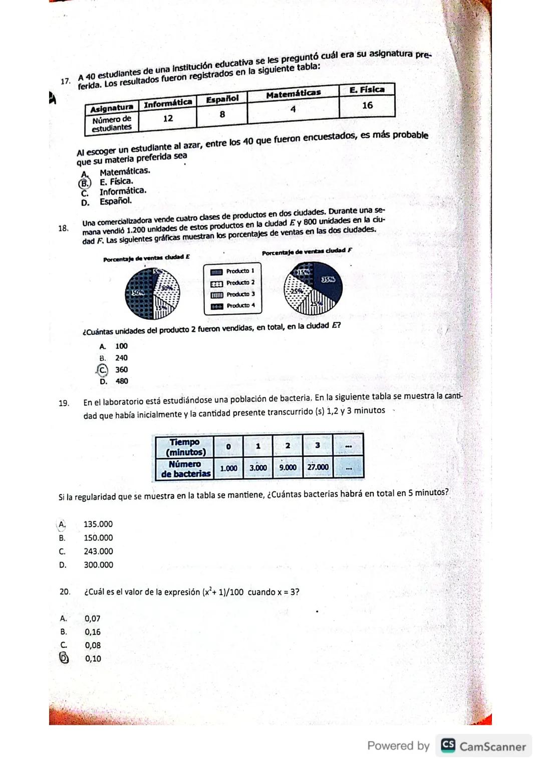 1.
Una caja de cartón para empaque se diseña con todas sus caras rectangulares. La figura muestra el
área superficial de tres de sus caras.