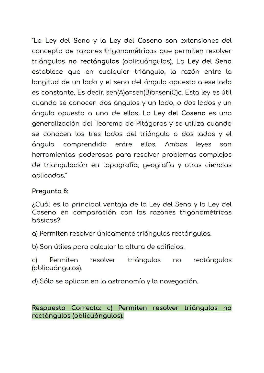 La ley del seno y el coseno