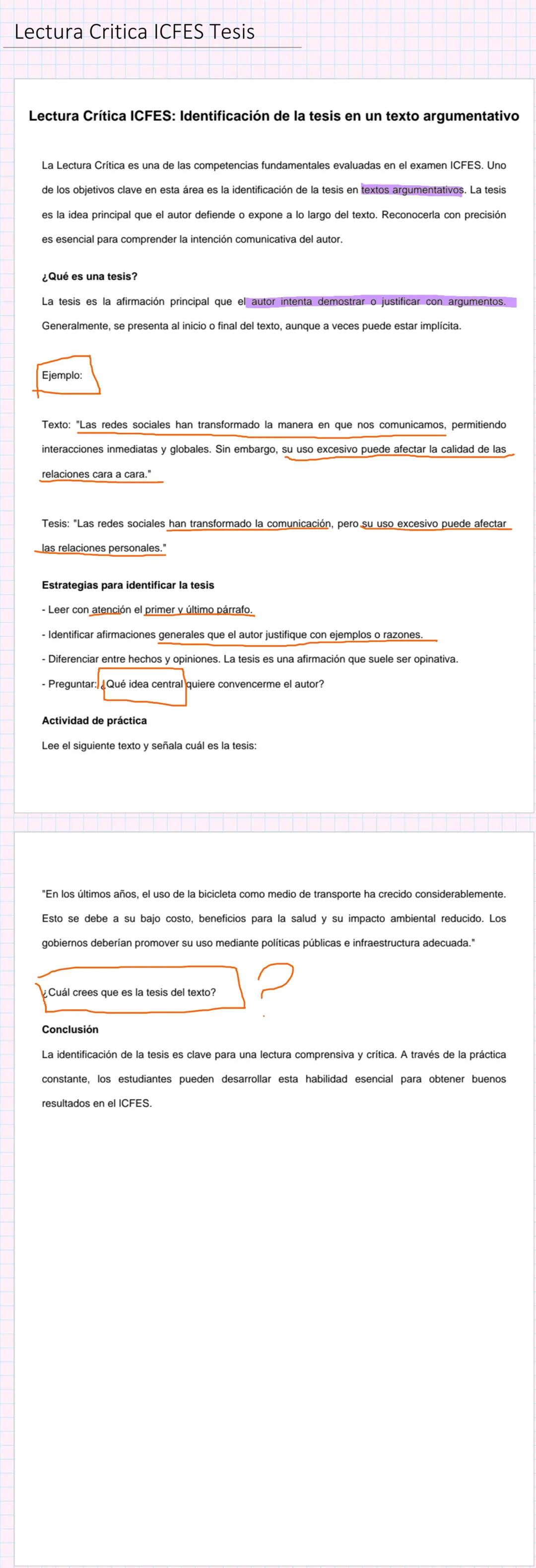 # Lectura Critica ICFES Tesis
Lectura Critica ICFES: Identificación de la tesis en un texto argumentativo
La Lectura Critica es una de las