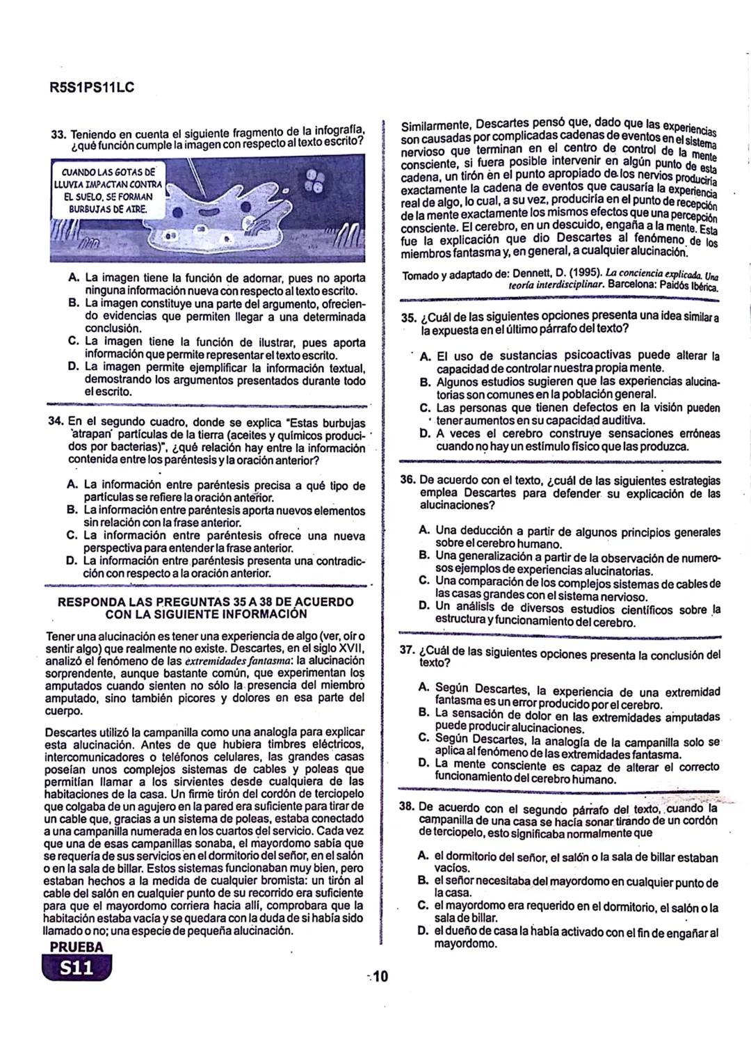 La
Evaluación
S11
Evaluación por Desempeño en Competencias
Primera sesión
En el siguiente cuadro se muestran las pruebas que conforman el ex