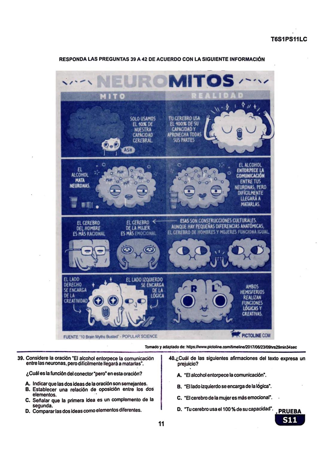 La
Evaluación
S11
Evaluación por Desempeño en Competencias
Primera sesión
En el siguiente cuadro se muestran las pruebas que conforman el ex