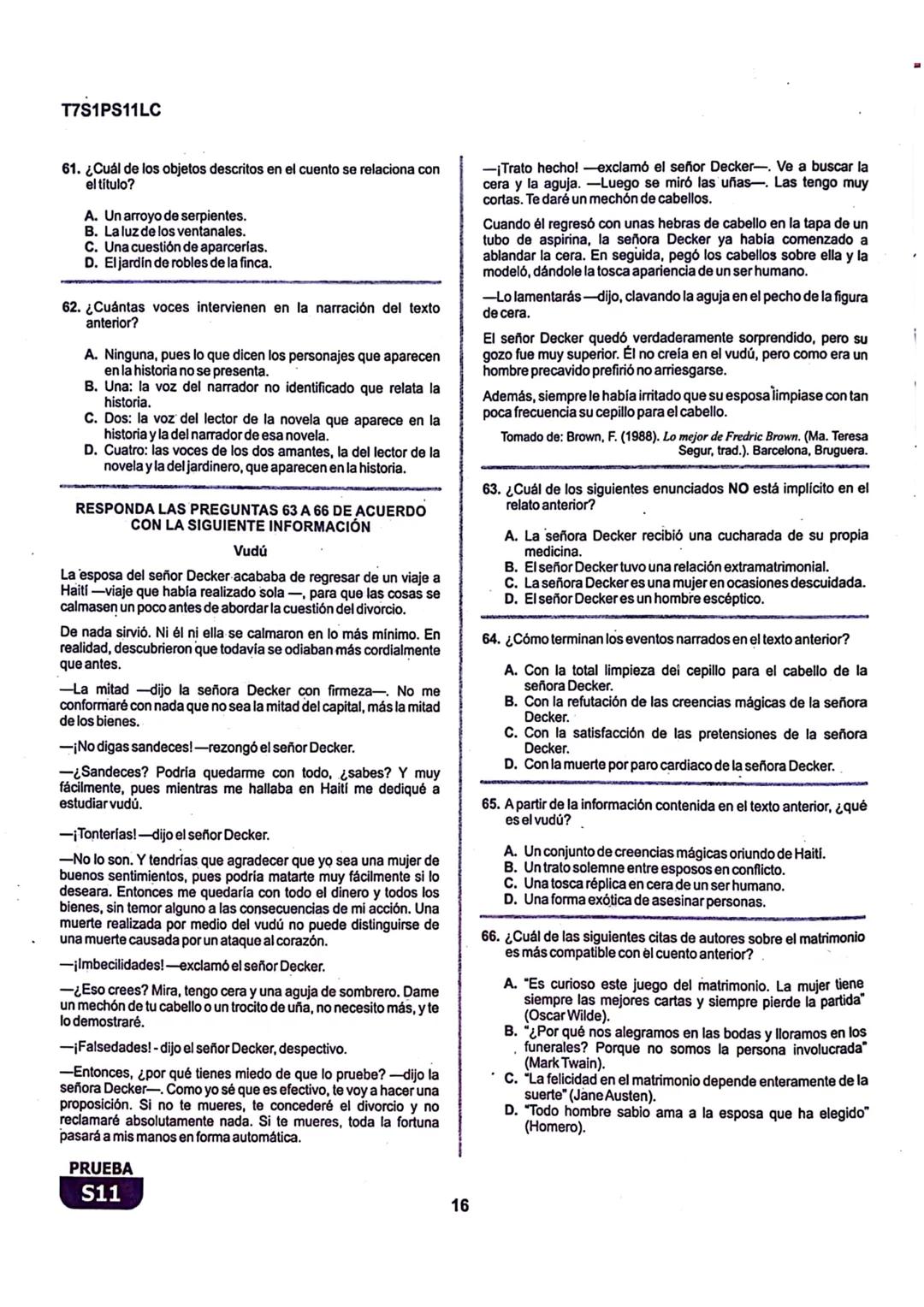 La
Evaluación
S11
Evaluación por Desempeño en Competencias
Primera sesión
En el siguiente cuadro se muestran las pruebas que conforman el ex
