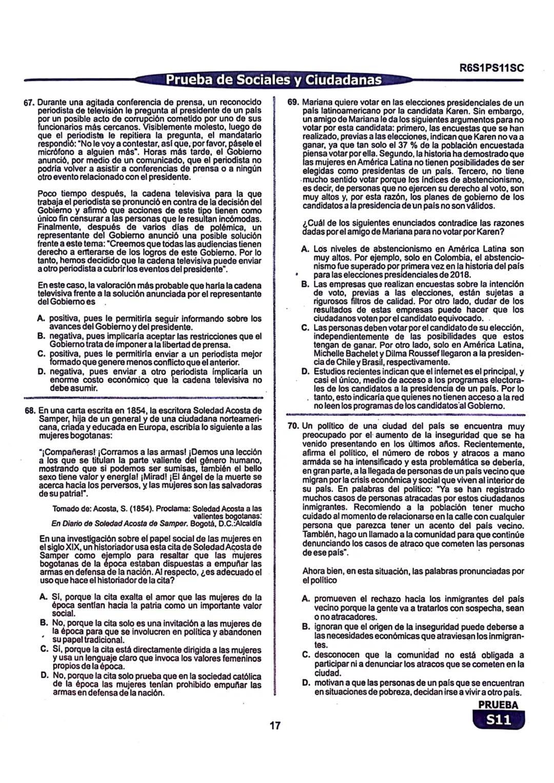 La
Evaluación
S11
Evaluación por Desempeño en Competencias
Primera sesión
En el siguiente cuadro se muestran las pruebas que conforman el ex