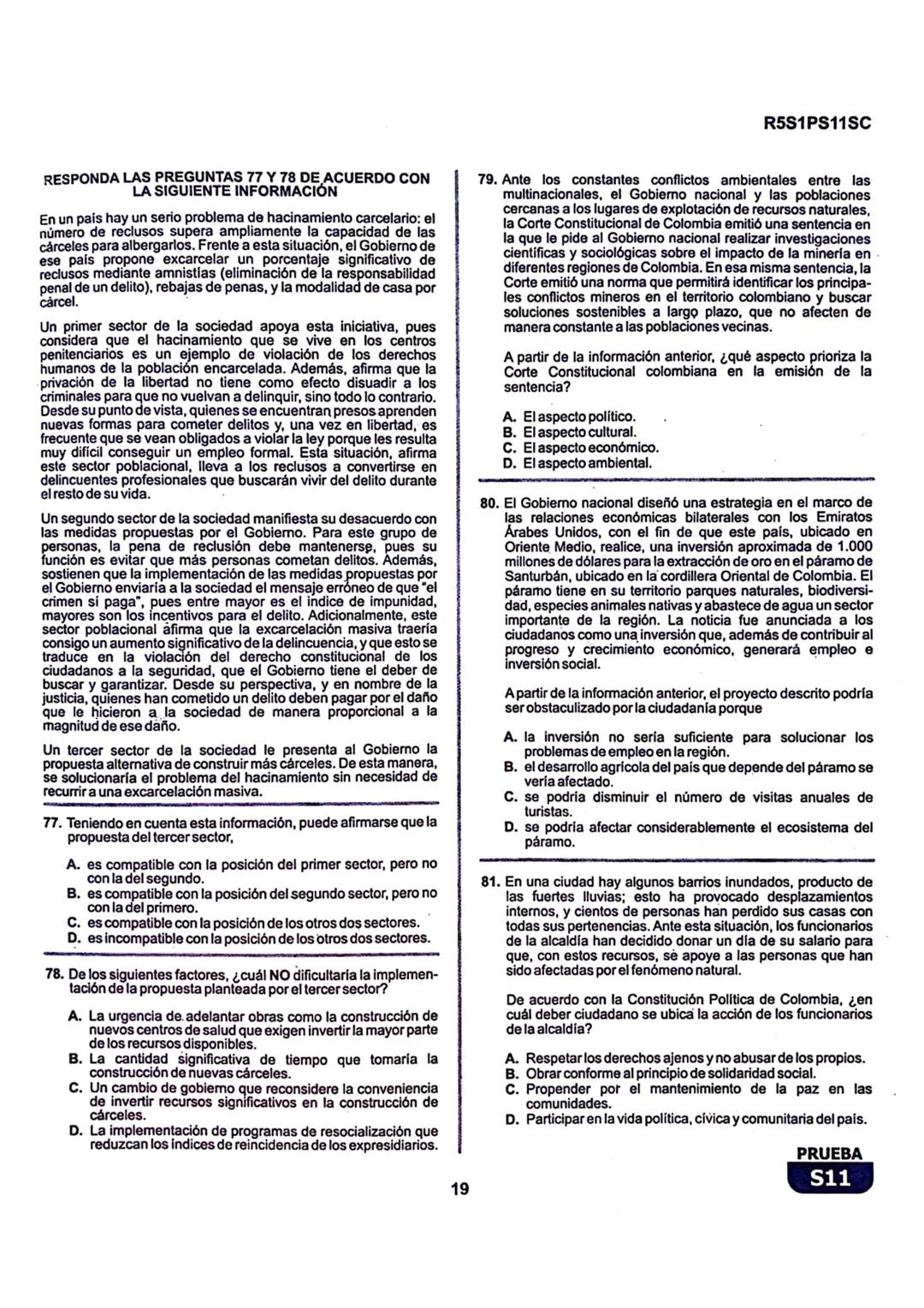 La
Evaluación
S11
Evaluación por Desempeño en Competencias
Primera sesión
En el siguiente cuadro se muestran las pruebas que conforman el ex