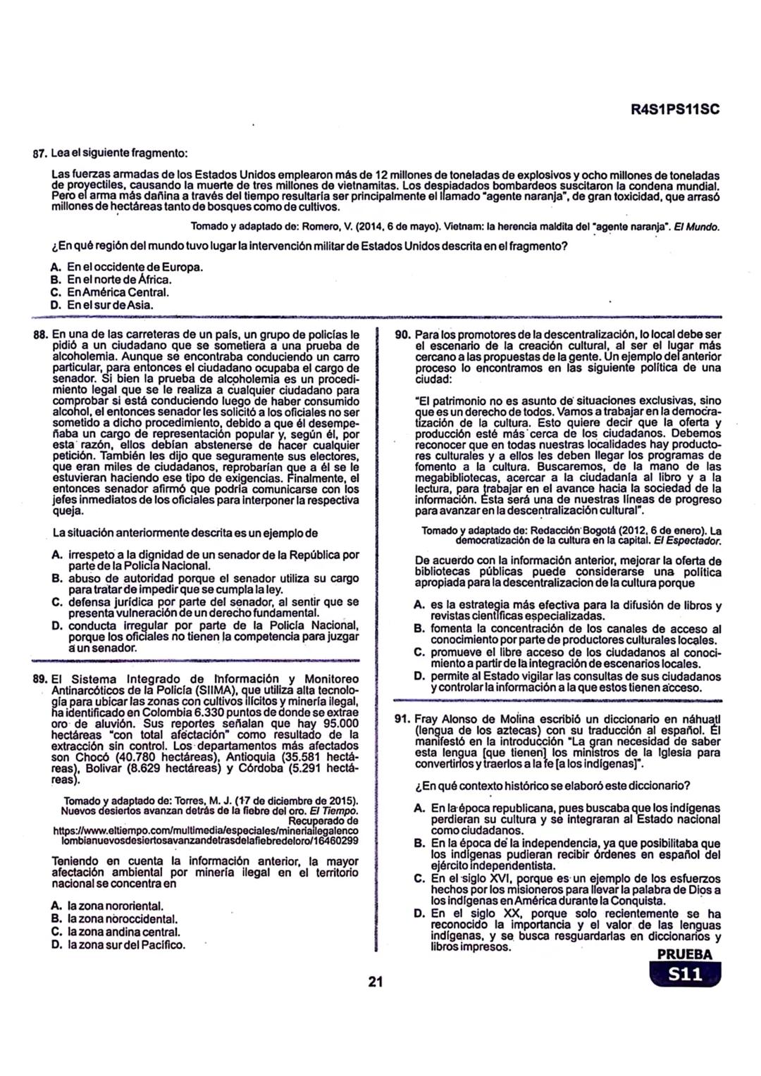 La
Evaluación
S11
Evaluación por Desempeño en Competencias
Primera sesión
En el siguiente cuadro se muestran las pruebas que conforman el ex