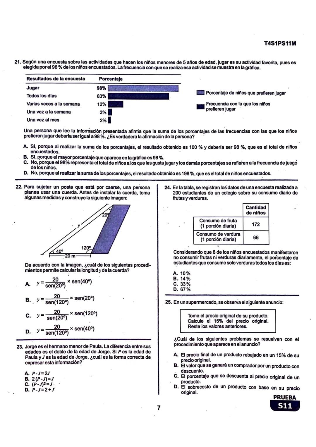 La
Evaluación
S11
Evaluación por Desempeño en Competencias
Primera sesión
En el siguiente cuadro se muestran las pruebas que conforman el ex