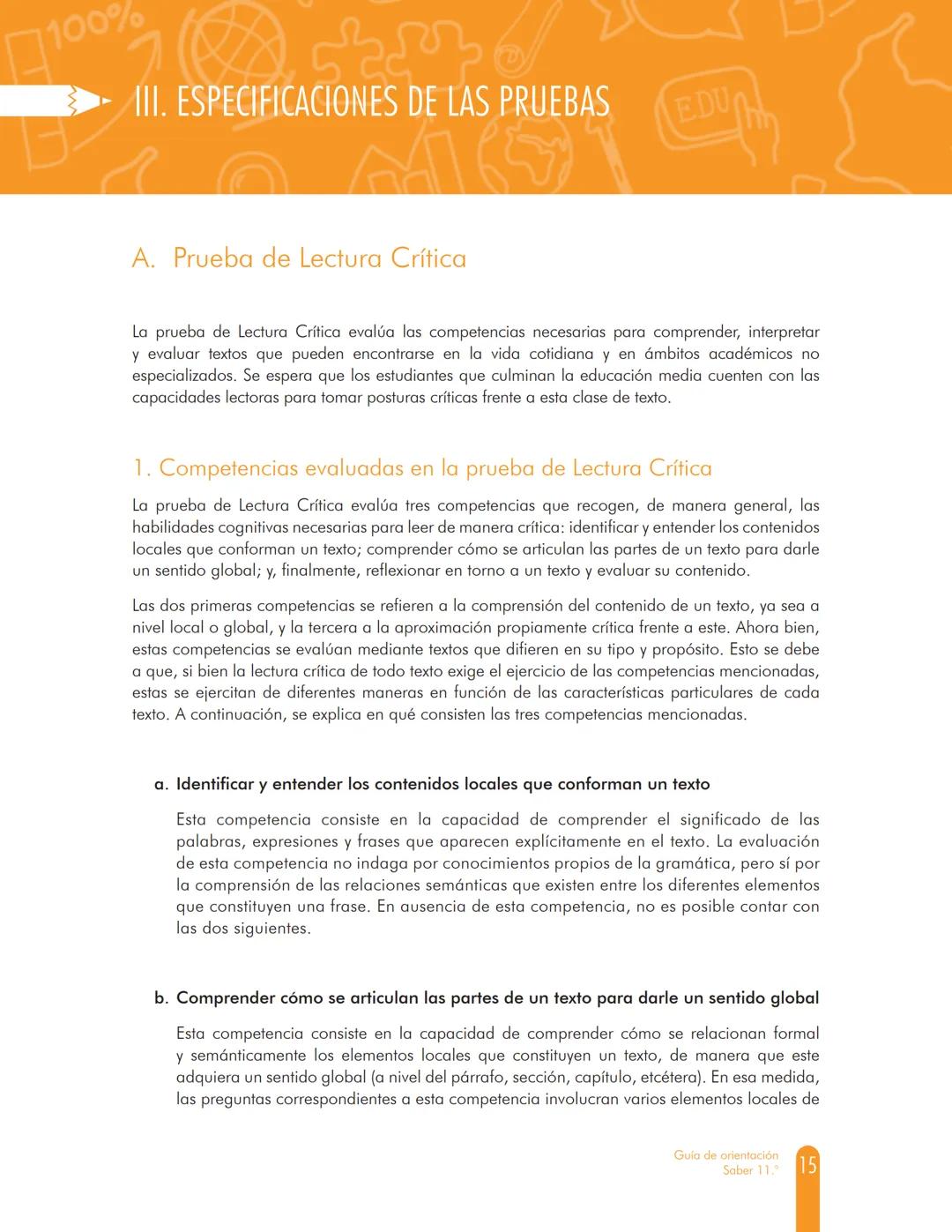 100%
MINEDUCACIÓN
GUÍA DE
ORIENTACIÓN
Saber 11.º
icfes
mejor saber
TODOS POR UN
NUEVO PAÍS
PAZ EQUIDAD EDUCACION
2017-2
5.ª edición Presiden