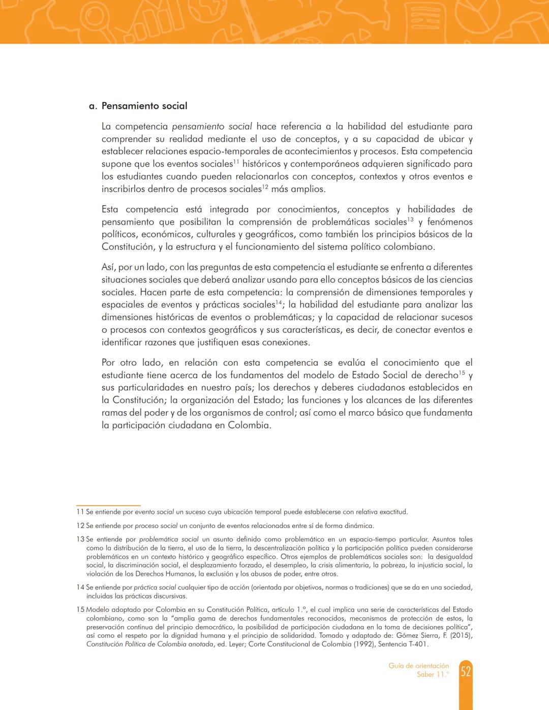 100%
MINEDUCACIÓN
GUÍA DE
ORIENTACIÓN
Saber 11.º
icfes
mejor saber
TODOS POR UN
NUEVO PAÍS
PAZ EQUIDAD EDUCACION
2017-2
5.ª edición Presiden