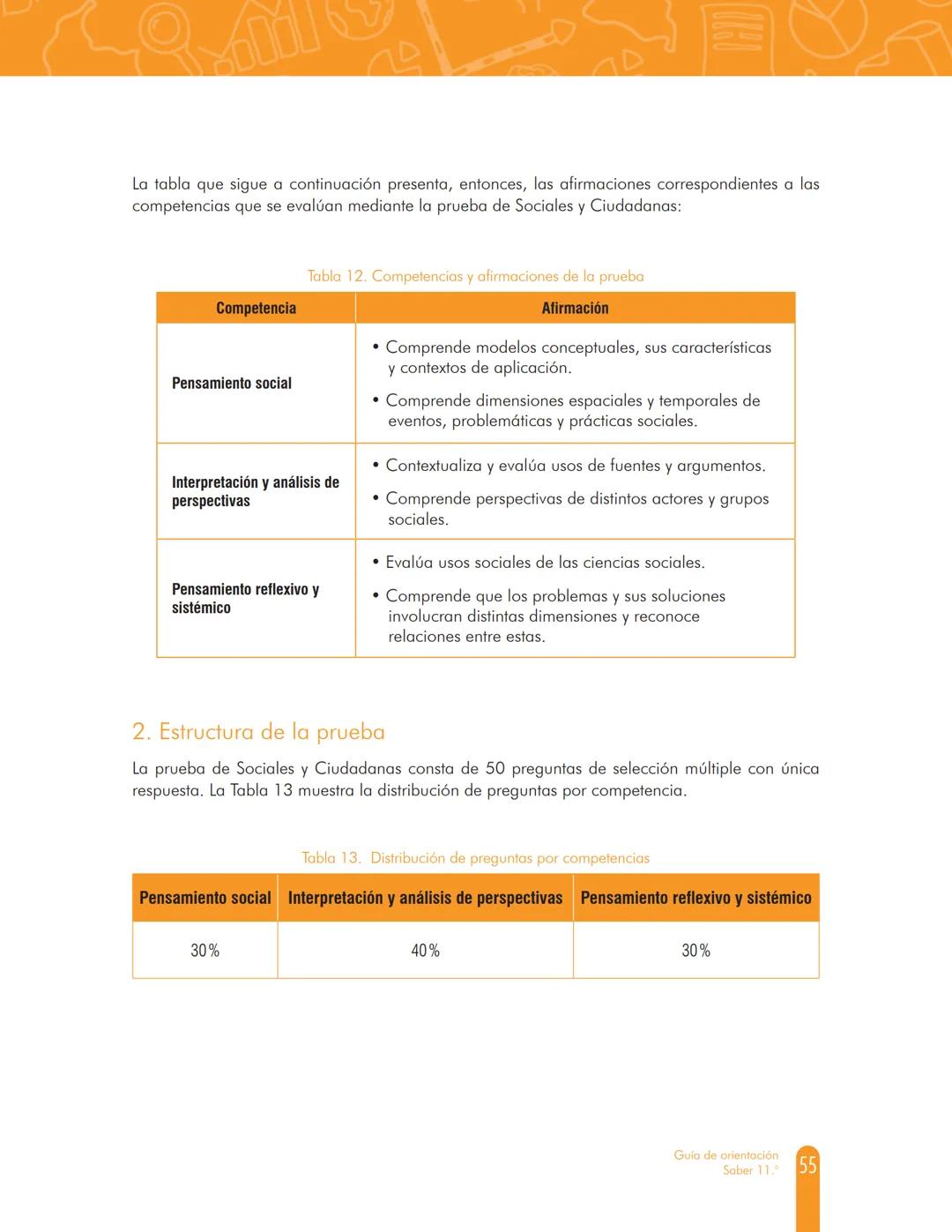 100%
MINEDUCACIÓN
GUÍA DE
ORIENTACIÓN
Saber 11.º
icfes
mejor saber
TODOS POR UN
NUEVO PAÍS
PAZ EQUIDAD EDUCACION
2017-2
5.ª edición Presiden
