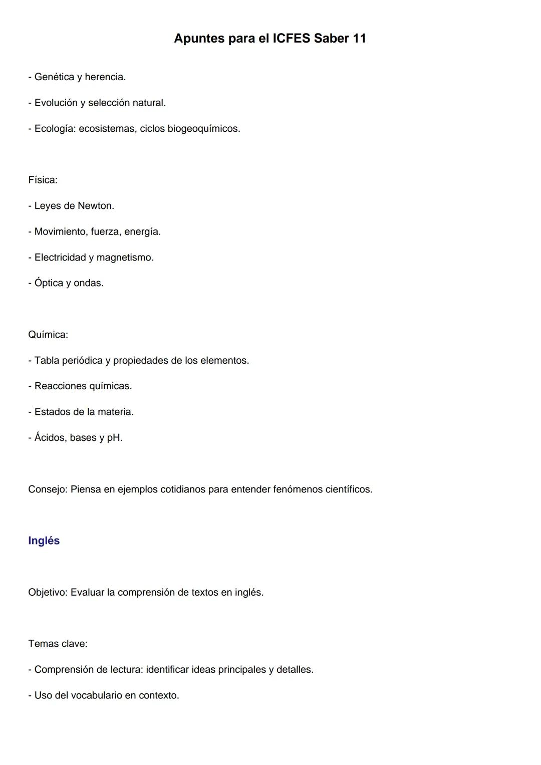 Lectura Crítica
Apuntes para el ICFES Saber 11
Objetivo: Evaluar la capacidad de comprender, interpretar y analizar diferentes tipos de text