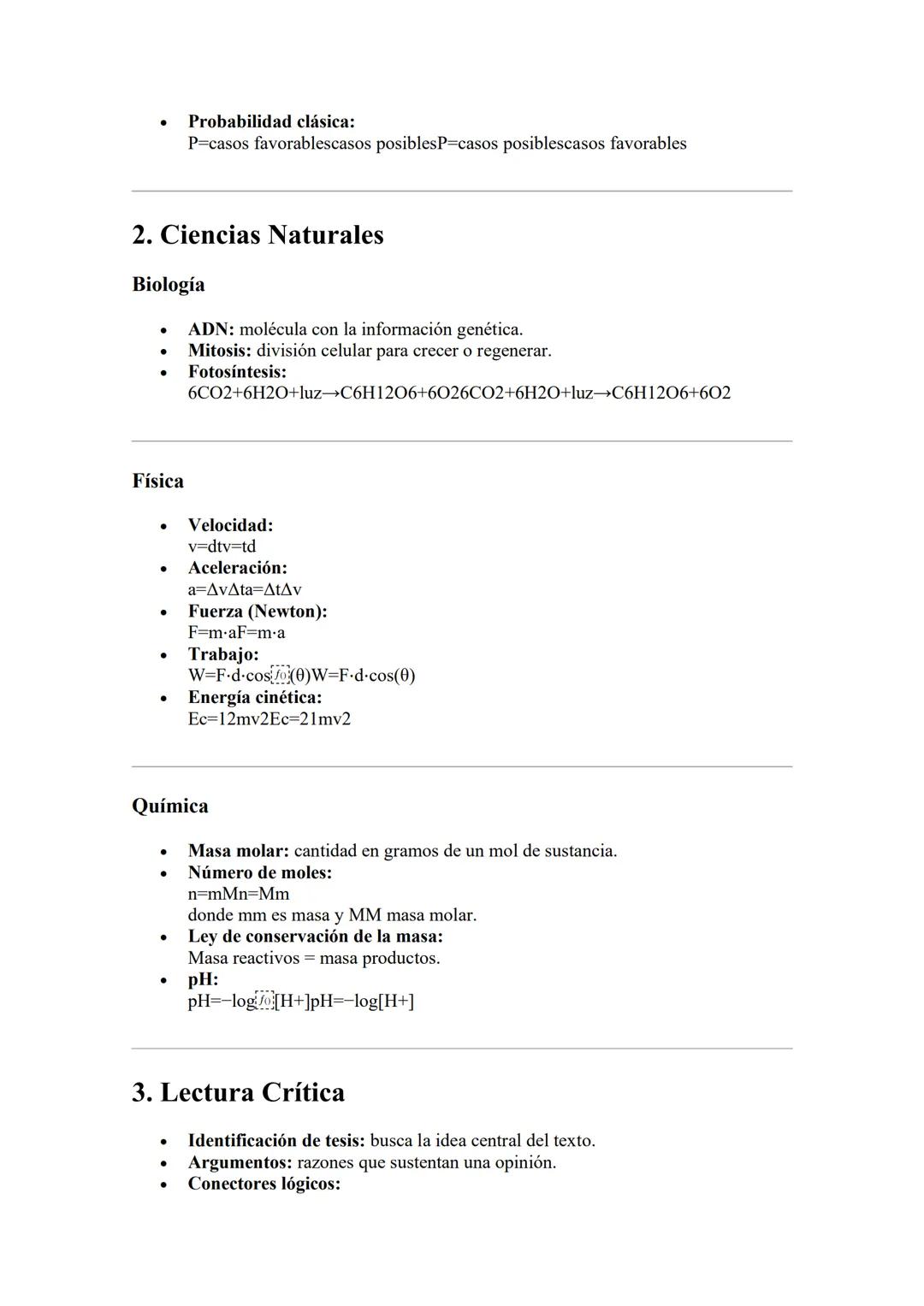 # Apuntes Avanzados para Simulacro
ICFES Saber 11
1. Matemáticas
Álgebra
* Ecuación lineal:
ax+b=0=>x=-baax+b=0=>x=-ab
* Ecuación cuadrát