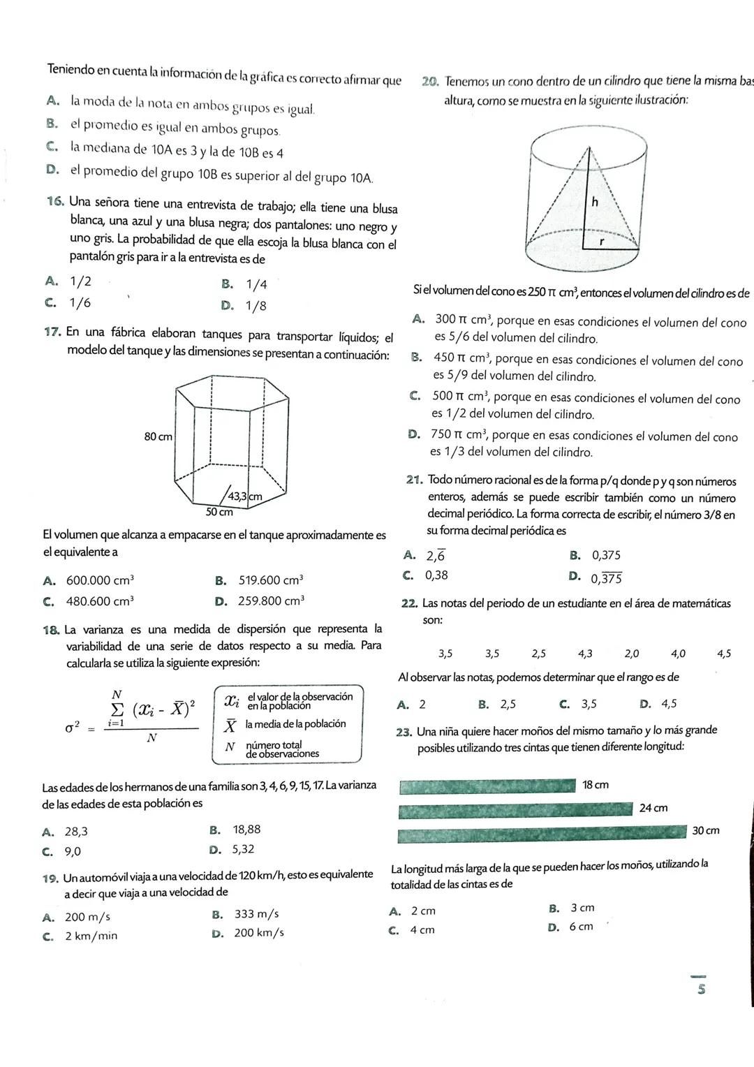 MATEMÁTICAS
1. Un profesor presenta a sus estudiantes los siguientes números
reales y les solicita escoger los que pertenezcan al conjunto d