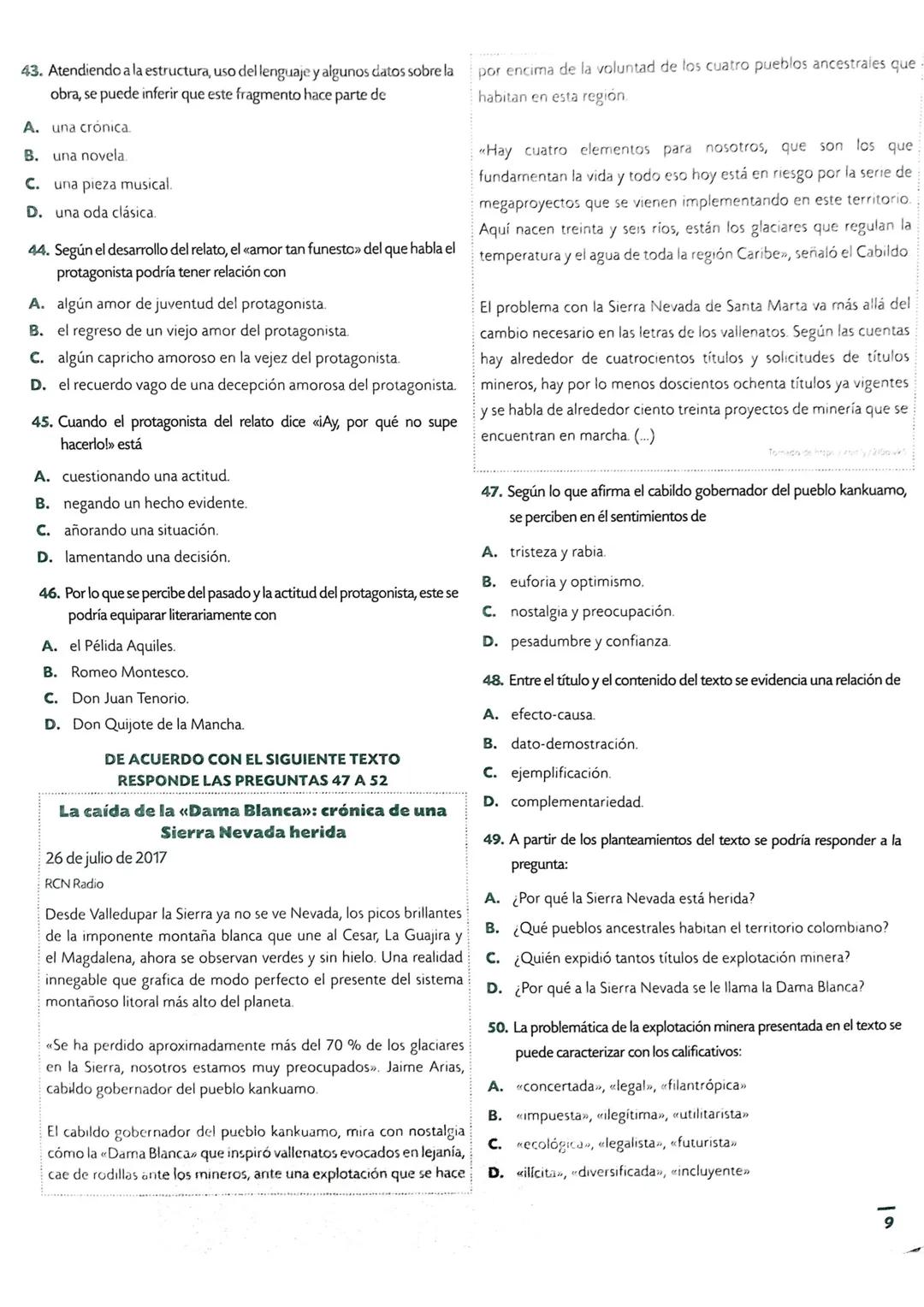 MATEMÁTICAS
1. Un profesor presenta a sus estudiantes los siguientes números
reales y les solicita escoger los que pertenezcan al conjunto d