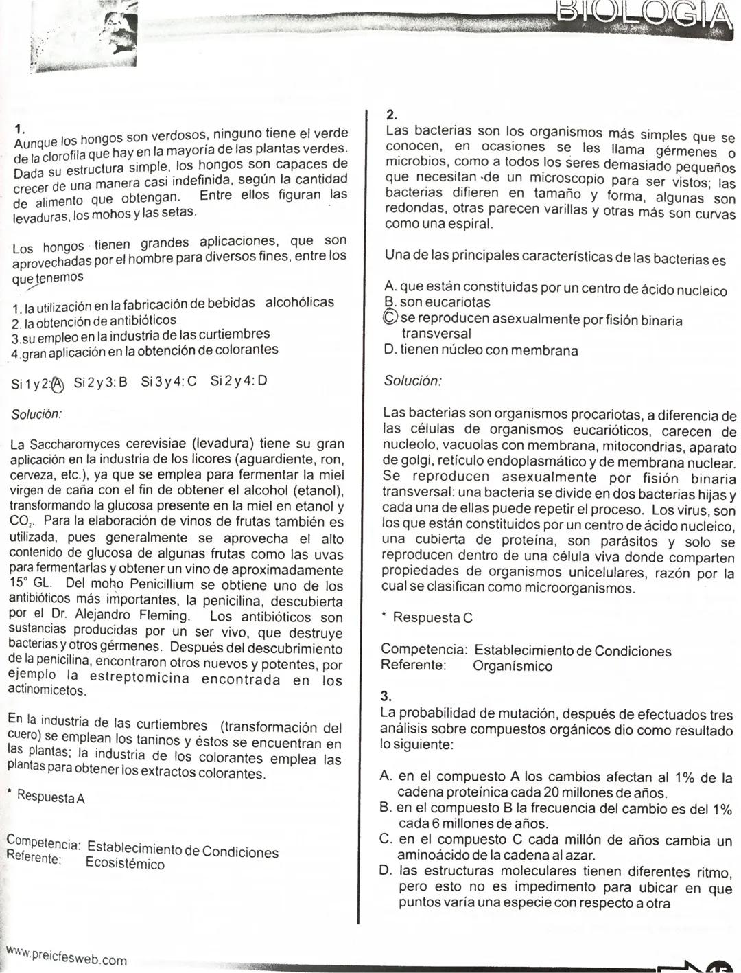 BIOLOGÍA
Las competencias en Ciencias Naturales son indispensables en la formación integral de un
estudiante que egresa de la educación med