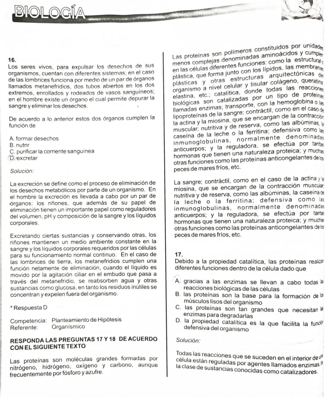 BIOLOGÍA
Las competencias en Ciencias Naturales son indispensables en la formación integral de un
estudiante que egresa de la educación med