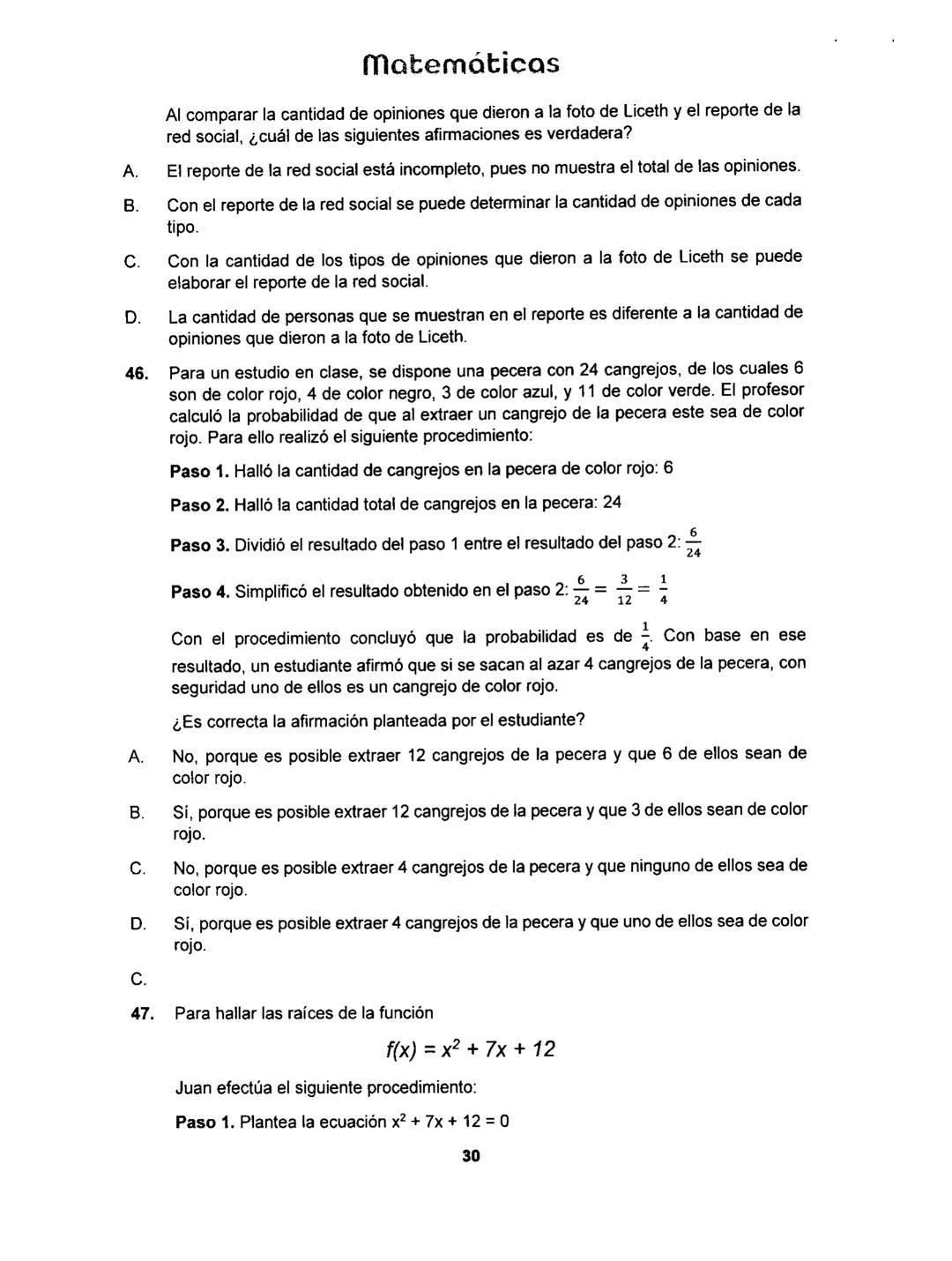 Matemáticas
# PRUEBA SABER
## 11
Matemáticas
1 1.
Matemáticas
Una empresa dedicada a la fabricación y comercialización de calzado necesit