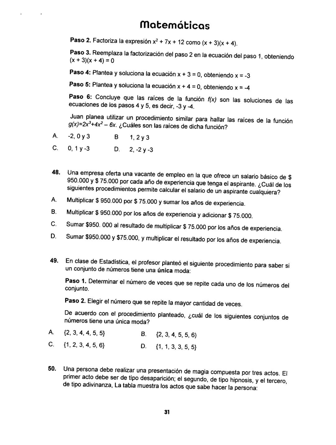 Matemáticas
# PRUEBA SABER
## 11
Matemáticas
1 1.
Matemáticas
Una empresa dedicada a la fabricación y comercialización de calzado necesit