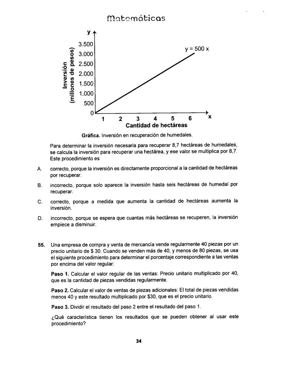Matemáticas
# PRUEBA SABER
## 11
Matemáticas
1 1.
Matemáticas
Una empresa dedicada a la fabricación y comercialización de calzado necesit