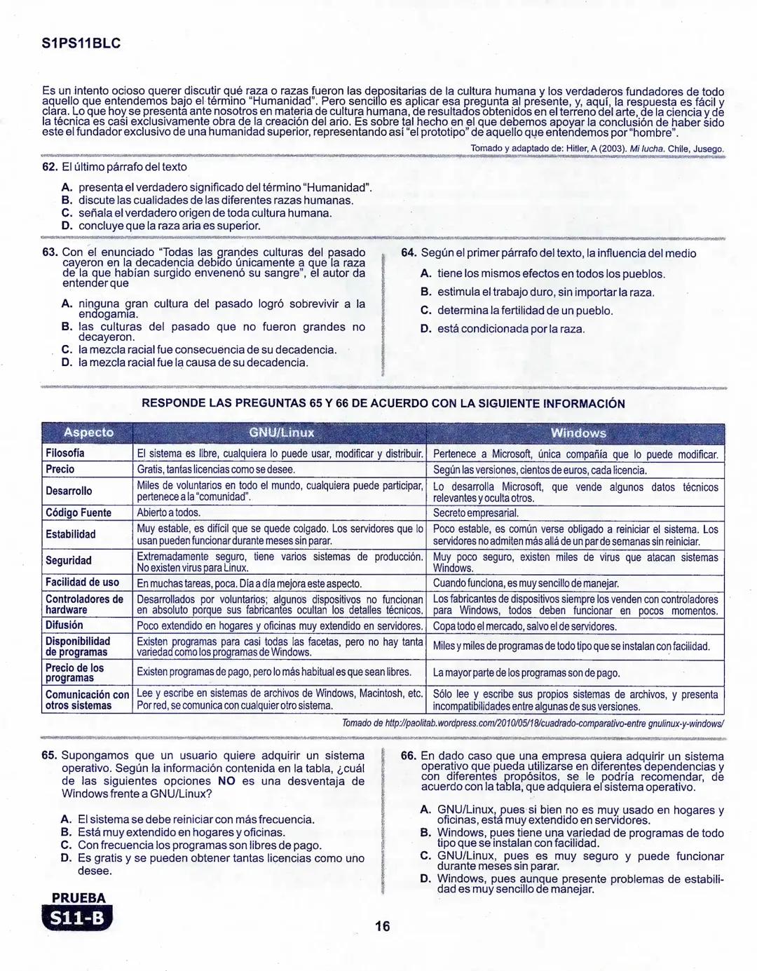 1
La
Evaluación
PRUEBA
S11-B
Evaluación por Desempeño en Competencias
Primera sesión
En el siguiente cuadro se muestran las pruebas que conf