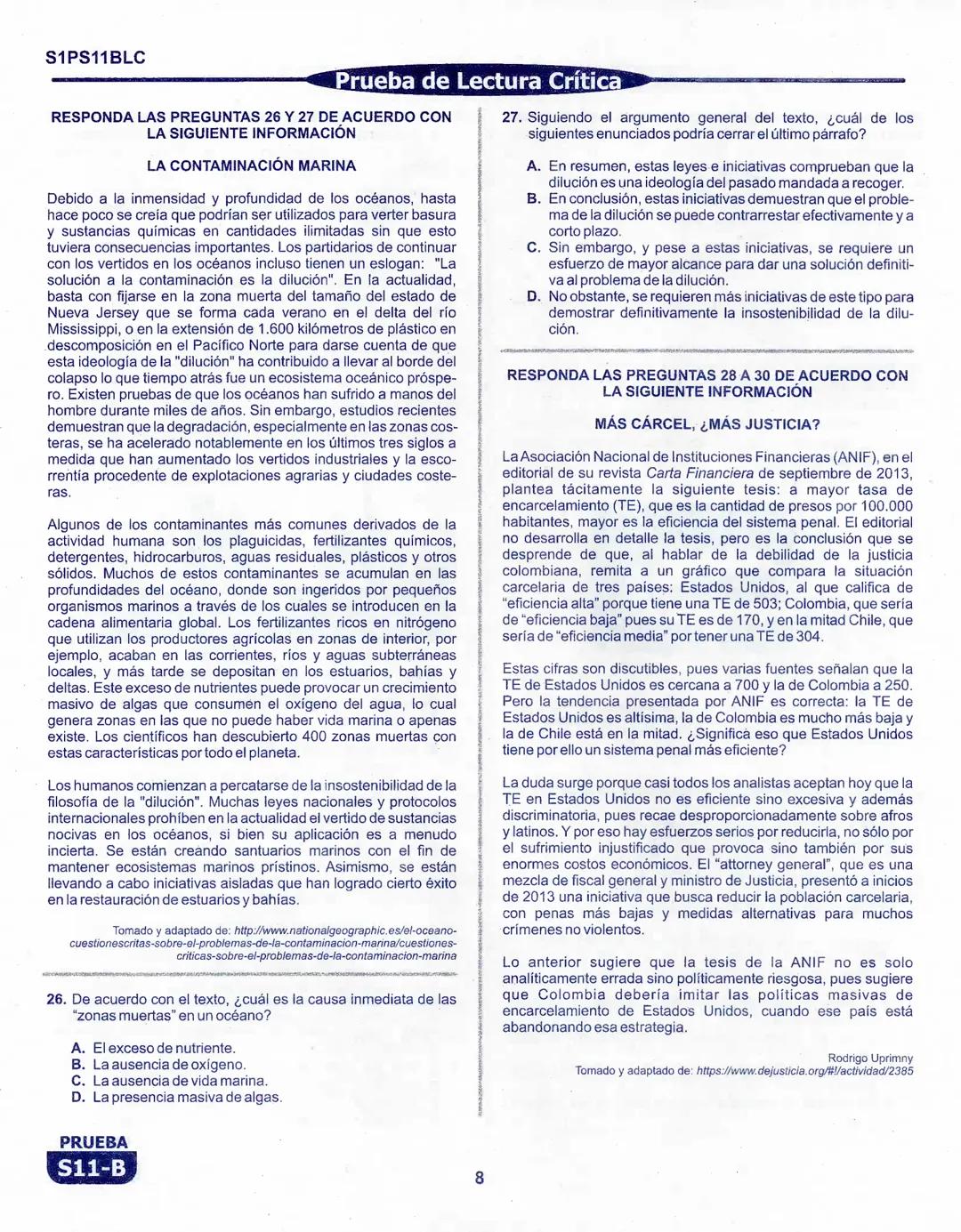 1
La
Evaluación
PRUEBA
S11-B
Evaluación por Desempeño en Competencias
Primera sesión
En el siguiente cuadro se muestran las pruebas que conf