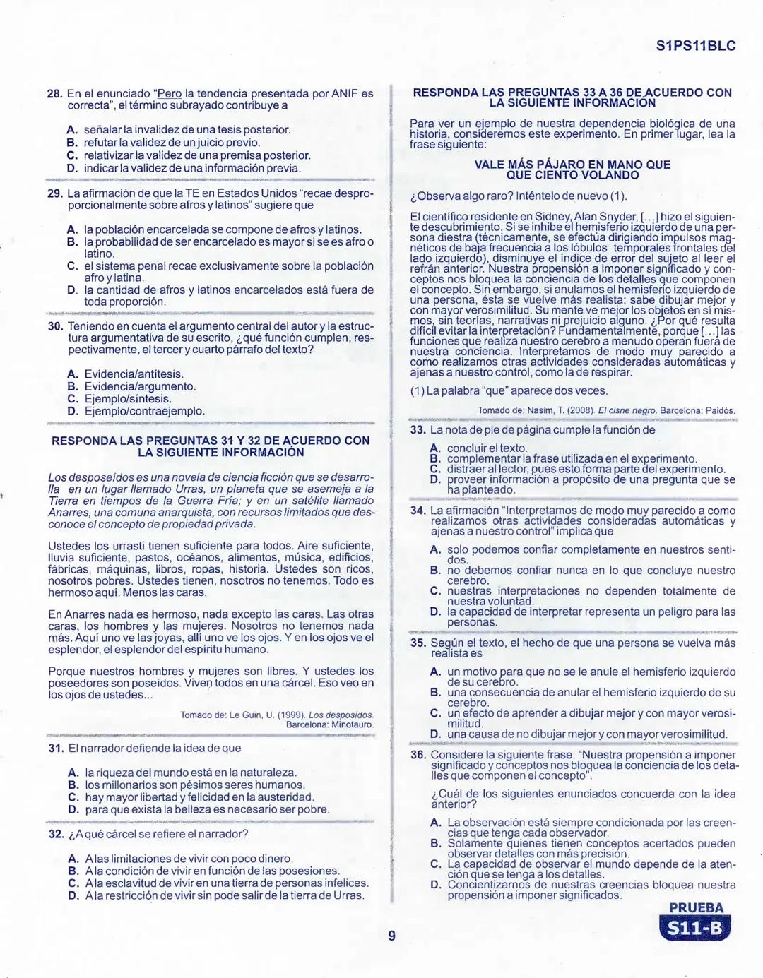 1
La
Evaluación
PRUEBA
S11-B
Evaluación por Desempeño en Competencias
Primera sesión
En el siguiente cuadro se muestran las pruebas que conf