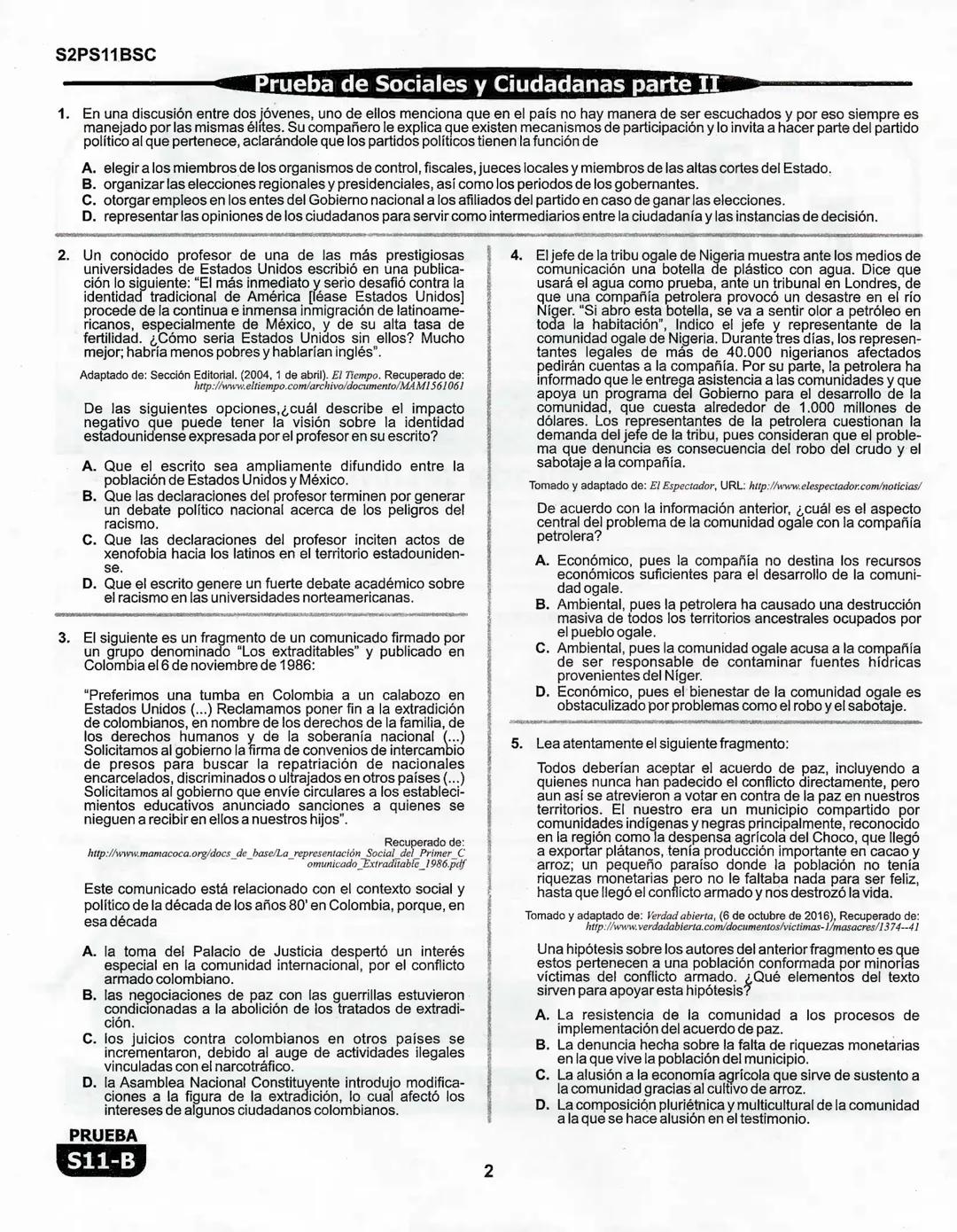 1
La
Evaluación
PRUEBA
S11-B
Evaluación por Desempeño en Competencias
Segunda sesión
En el siguiente cuadro se muestran las pruebas que conf