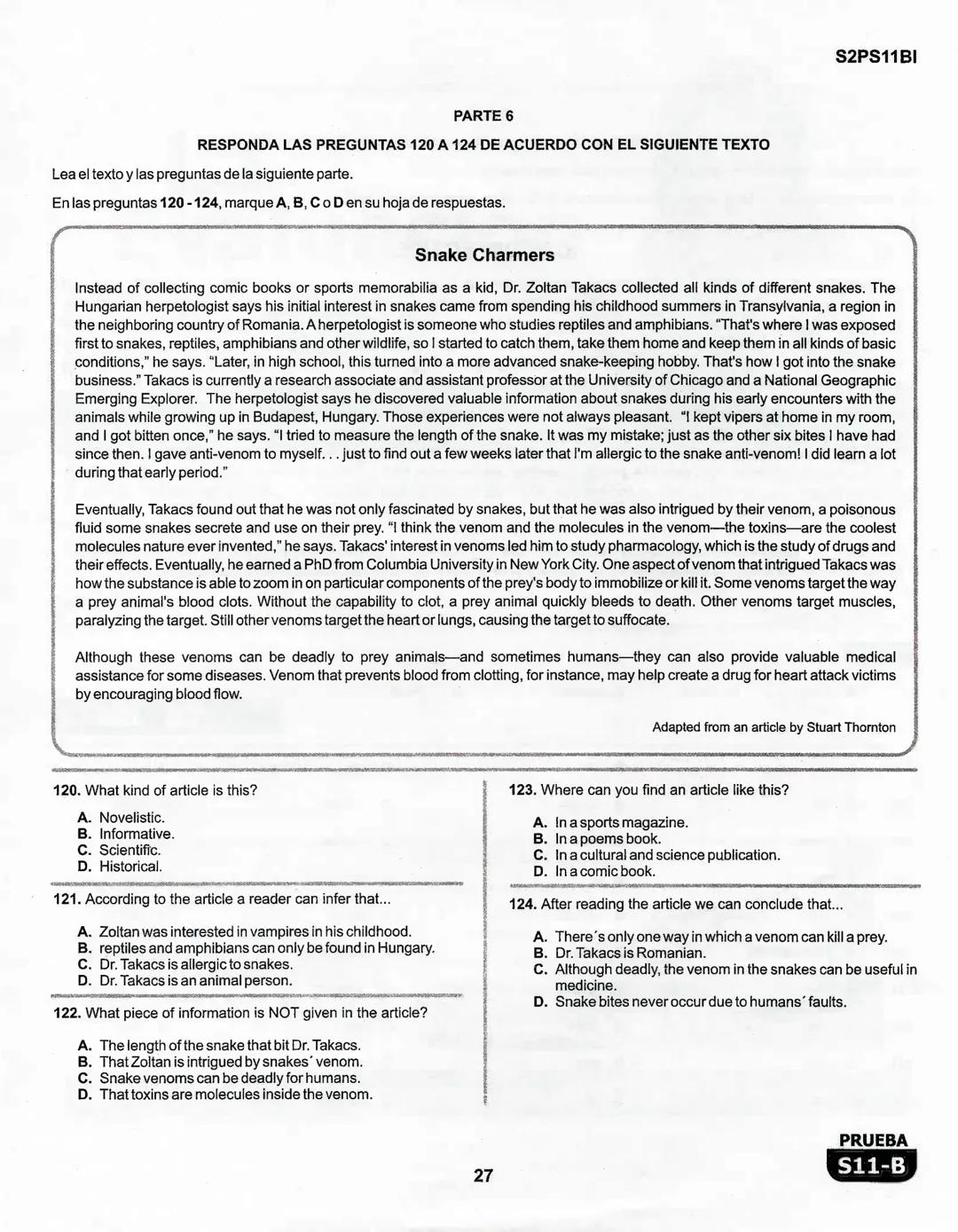 1
La
Evaluación
PRUEBA
S11-B
Evaluación por Desempeño en Competencias
Segunda sesión
En el siguiente cuadro se muestran las pruebas que conf