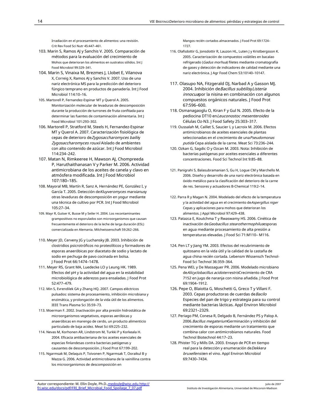 Traducido del inglés al español-www.onlinedoctranslator.com
UW
F
RIE BRIEFINGS
Deterioro microbiano de alimentos: pérdidas y estrategias de
