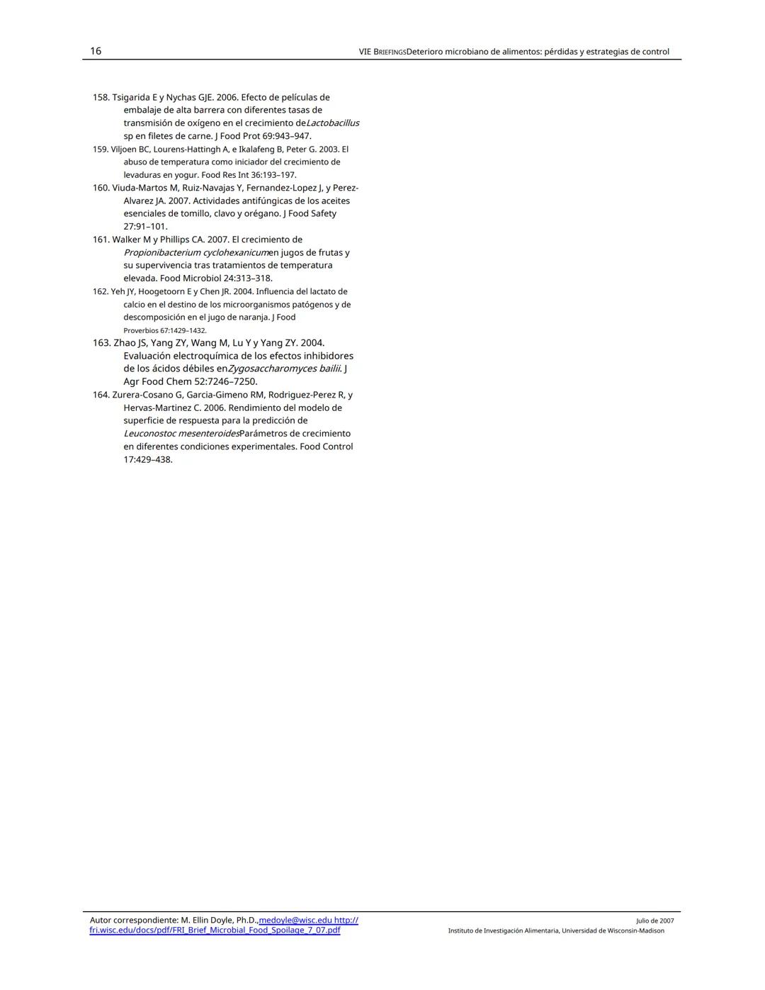 Traducido del inglés al español-www.onlinedoctranslator.com
UW
F
RIE BRIEFINGS
Deterioro microbiano de alimentos: pérdidas y estrategias de