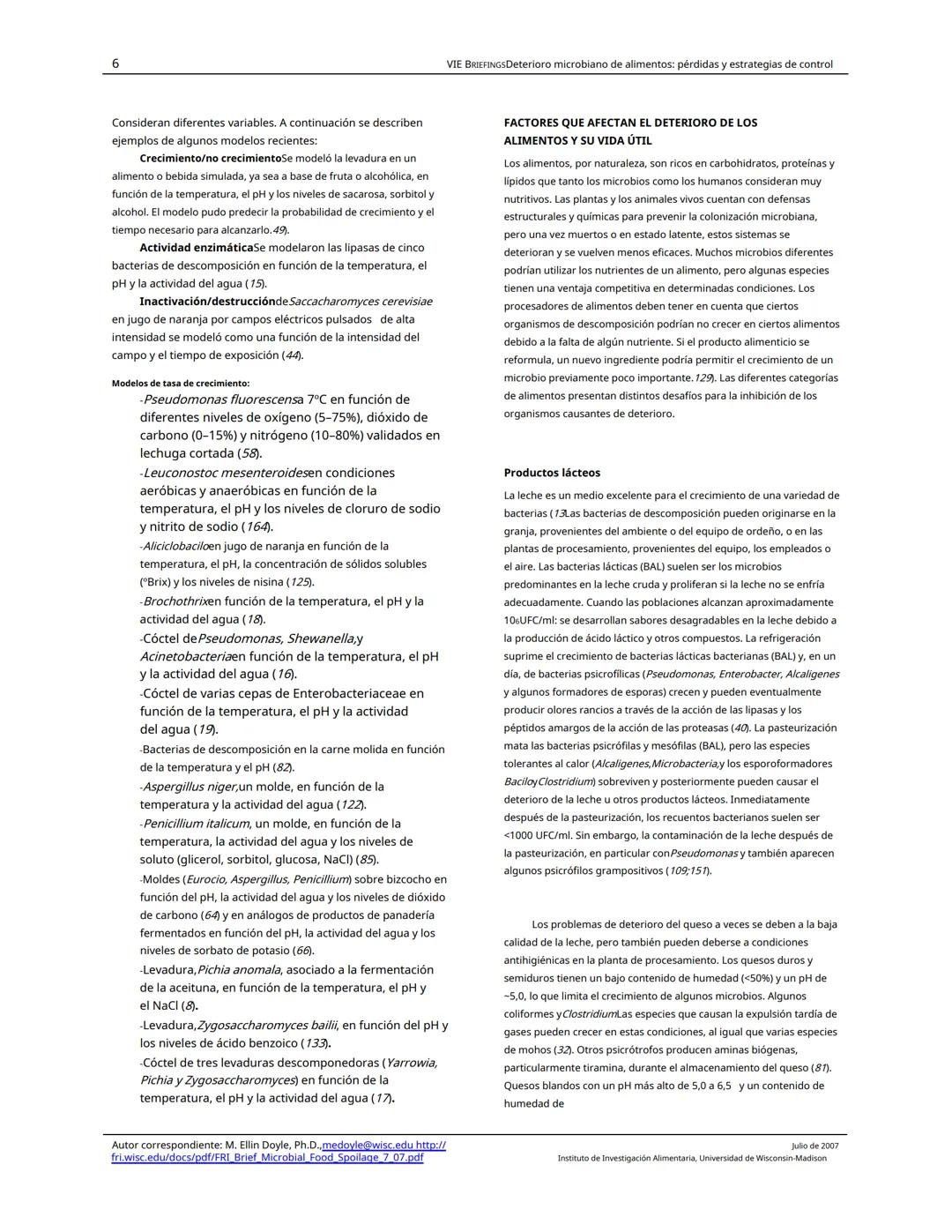 Traducido del inglés al español-www.onlinedoctranslator.com
UW
F
RIE BRIEFINGS
Deterioro microbiano de alimentos: pérdidas y estrategias de
