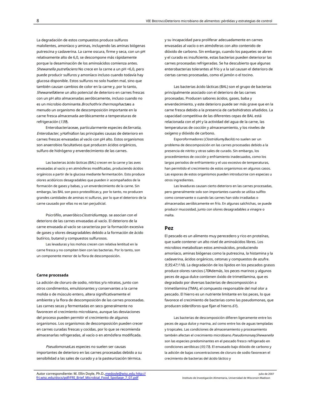 Traducido del inglés al español-www.onlinedoctranslator.com
UW
F
RIE BRIEFINGS
Deterioro microbiano de alimentos: pérdidas y estrategias de